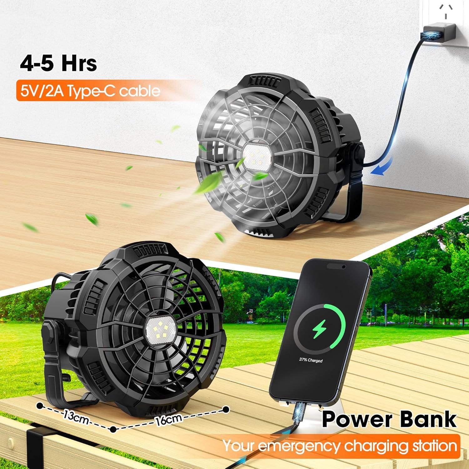 Ventilador y Linterna de Camping Recargable 15000mAh X55