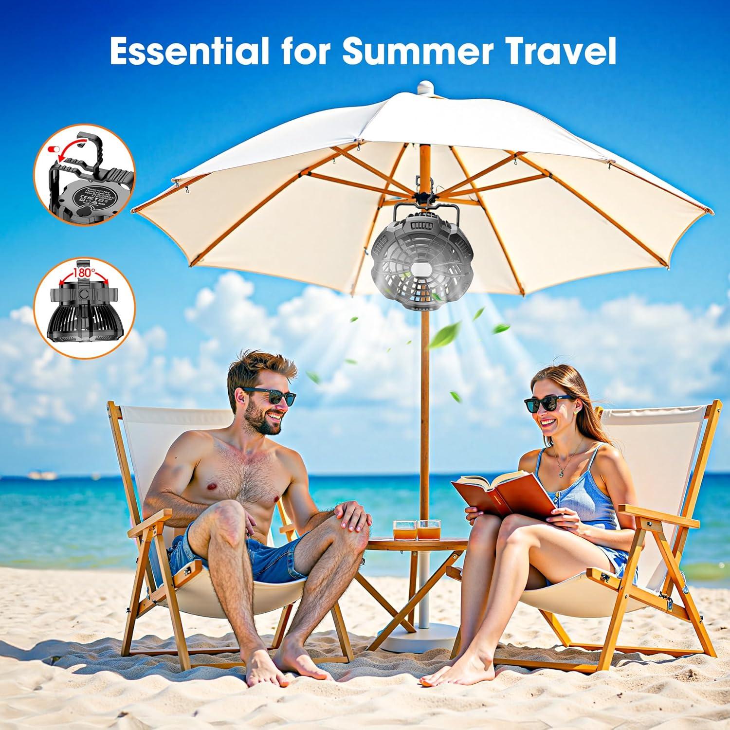 Ventilador y Linterna de Camping Recargable 15000mAh X55