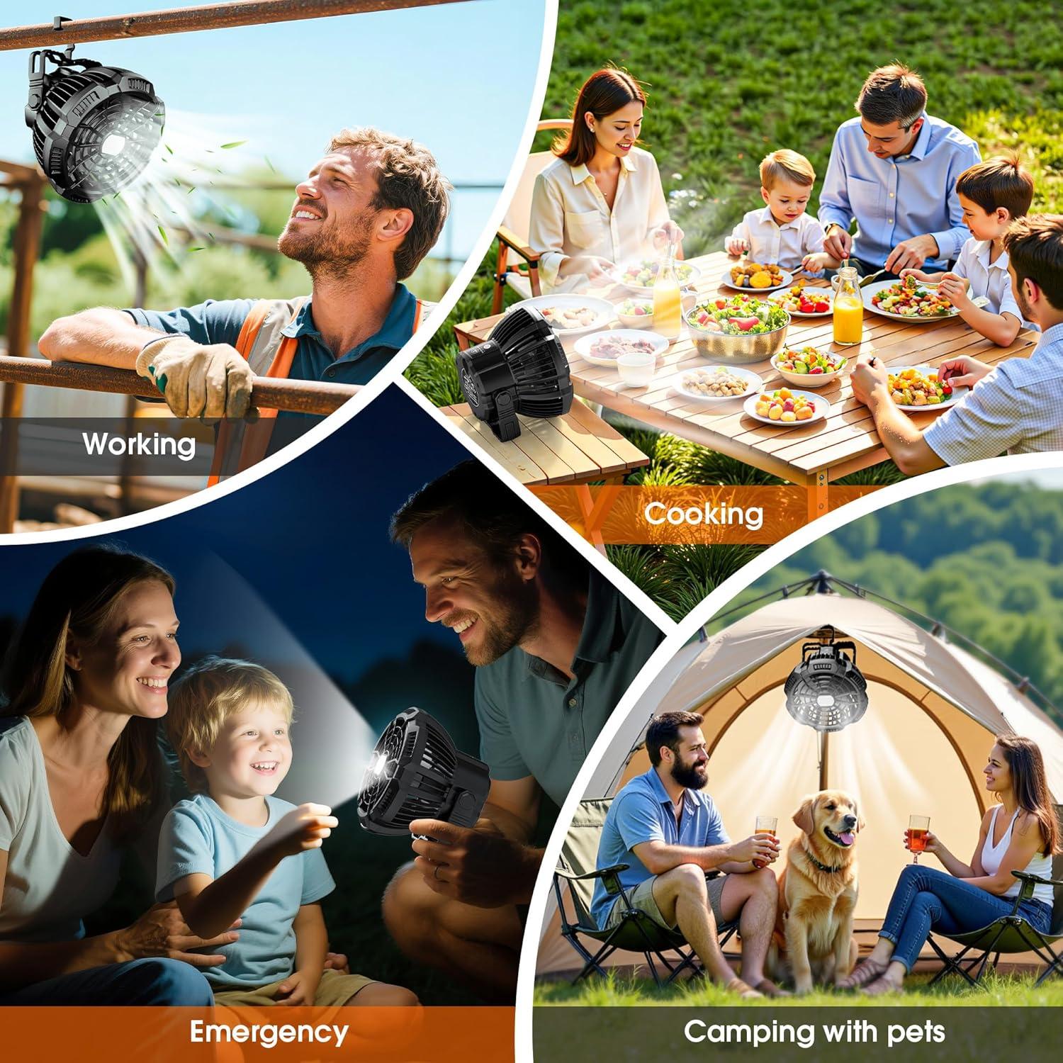 Ventilador y Linterna de Camping Recargable 15000mAh X55