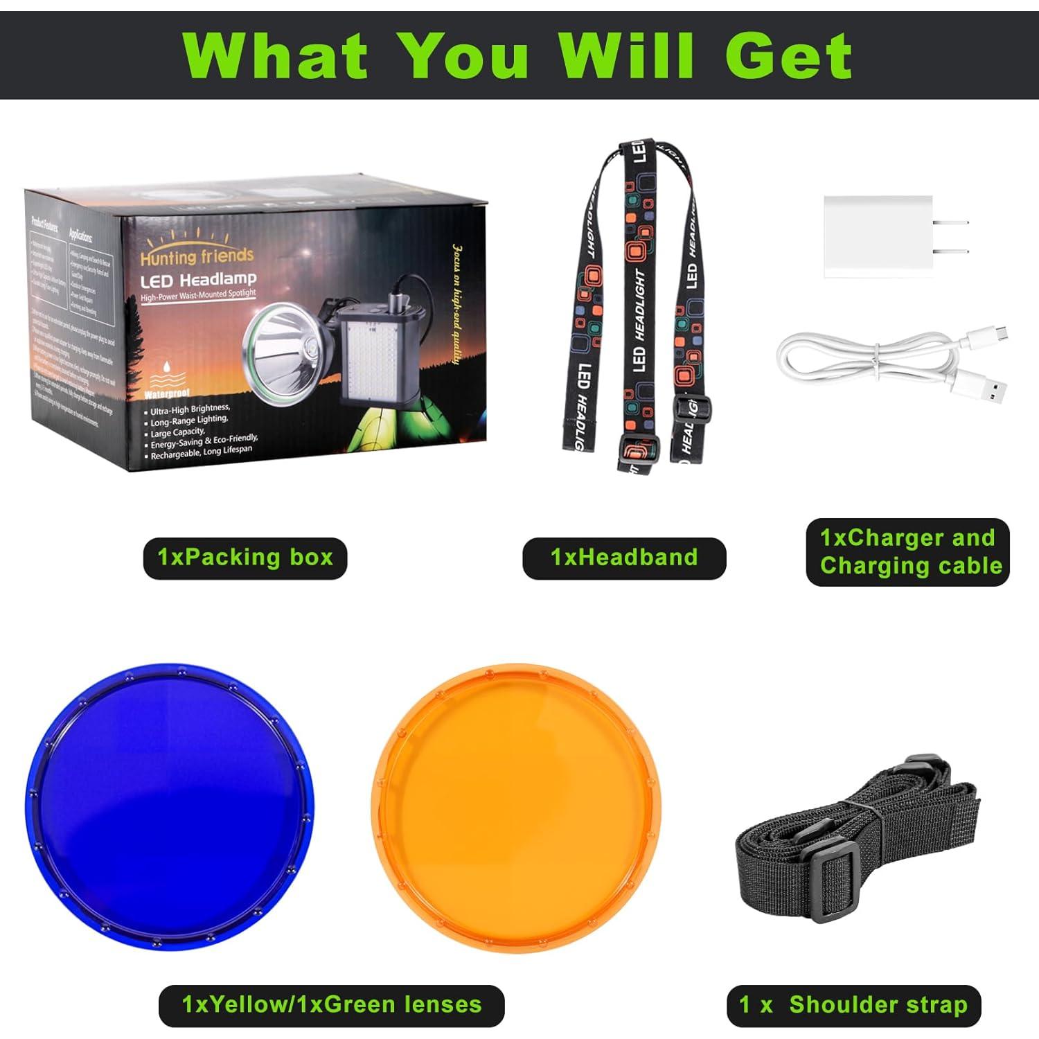 Linterna Frontal LED 40W Hunting Friends 20000mAh Impermeable