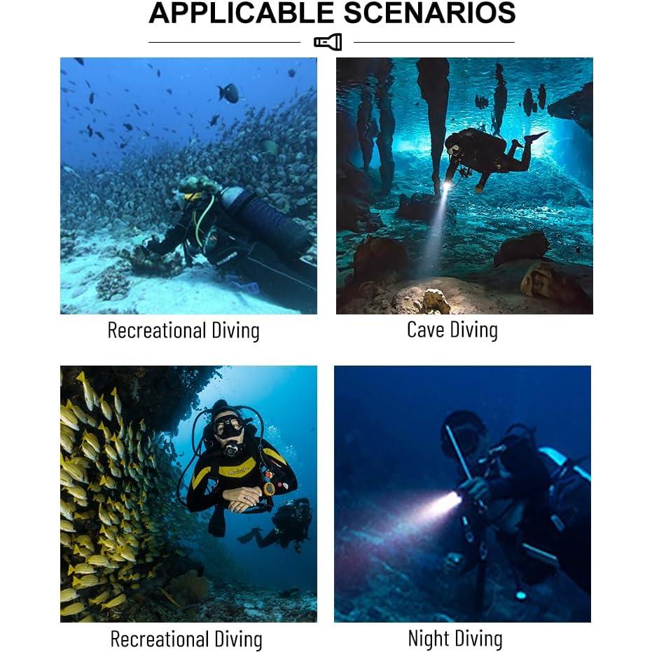 Linterna de Buceo LUXNOVAQ 1200 Lúmenes IPX8 100M