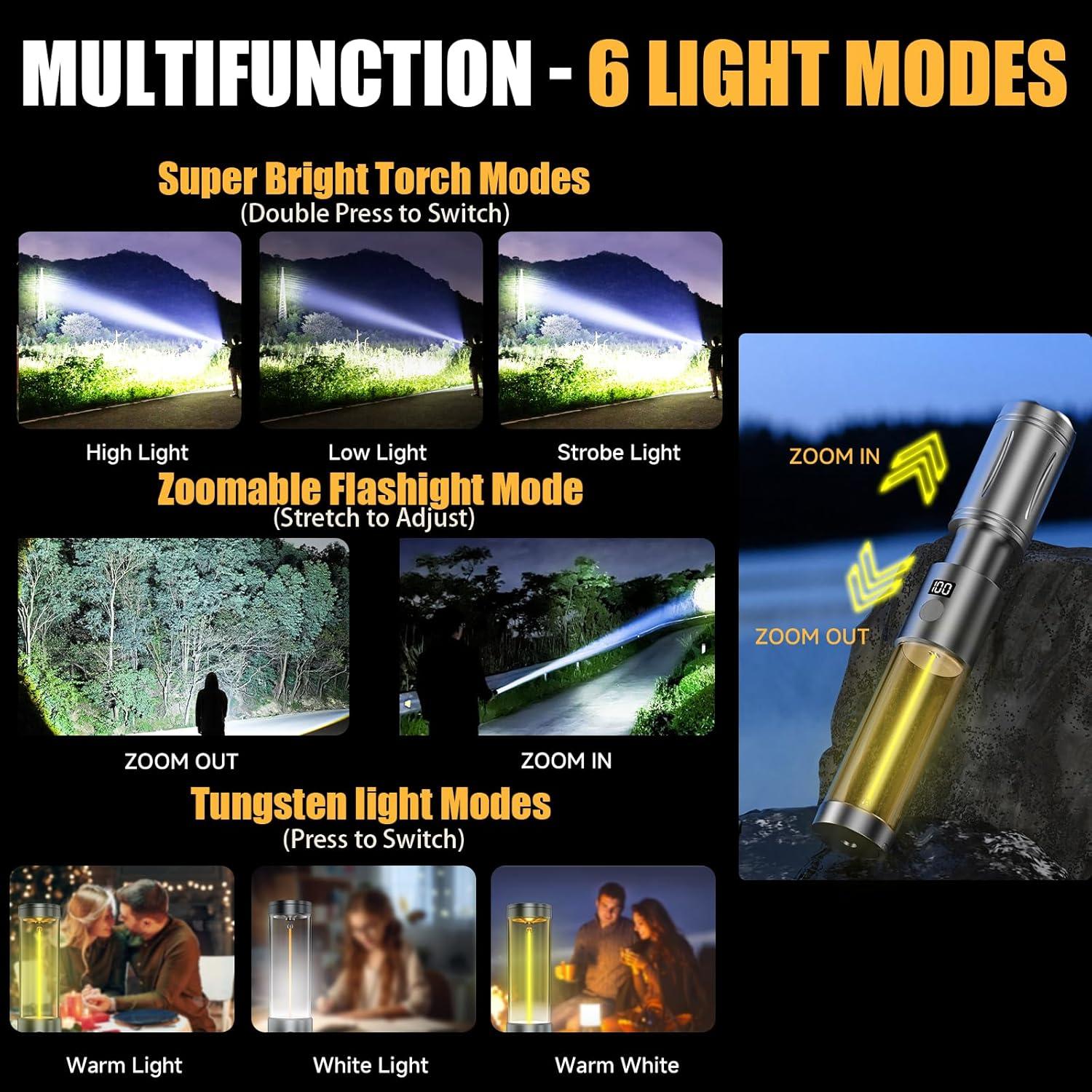 Linterna de Camping AOMEES KXK-606 Recargable 6 Modos IPX4
