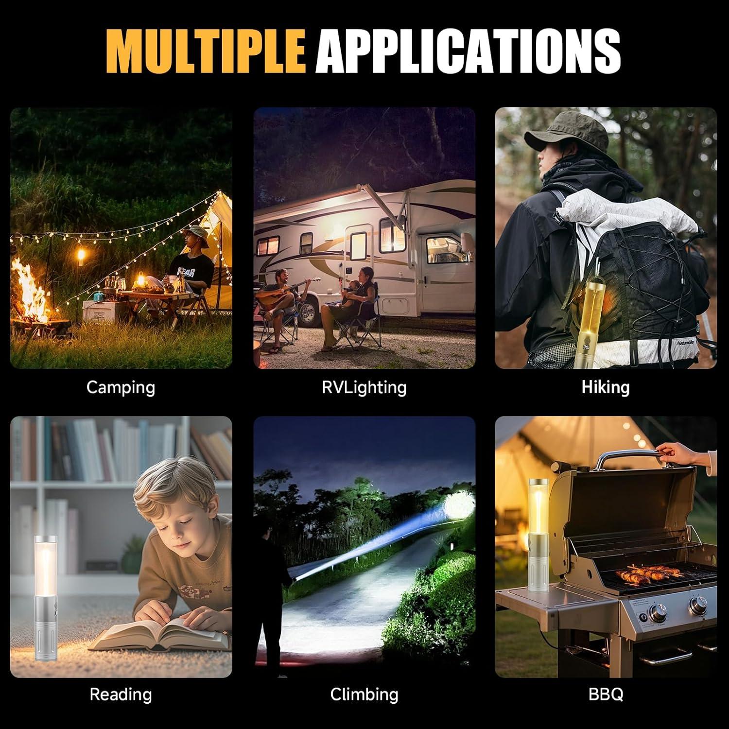 Linterna de Camping AOMEES KXK-606 Recargable 6 Modos IPX4