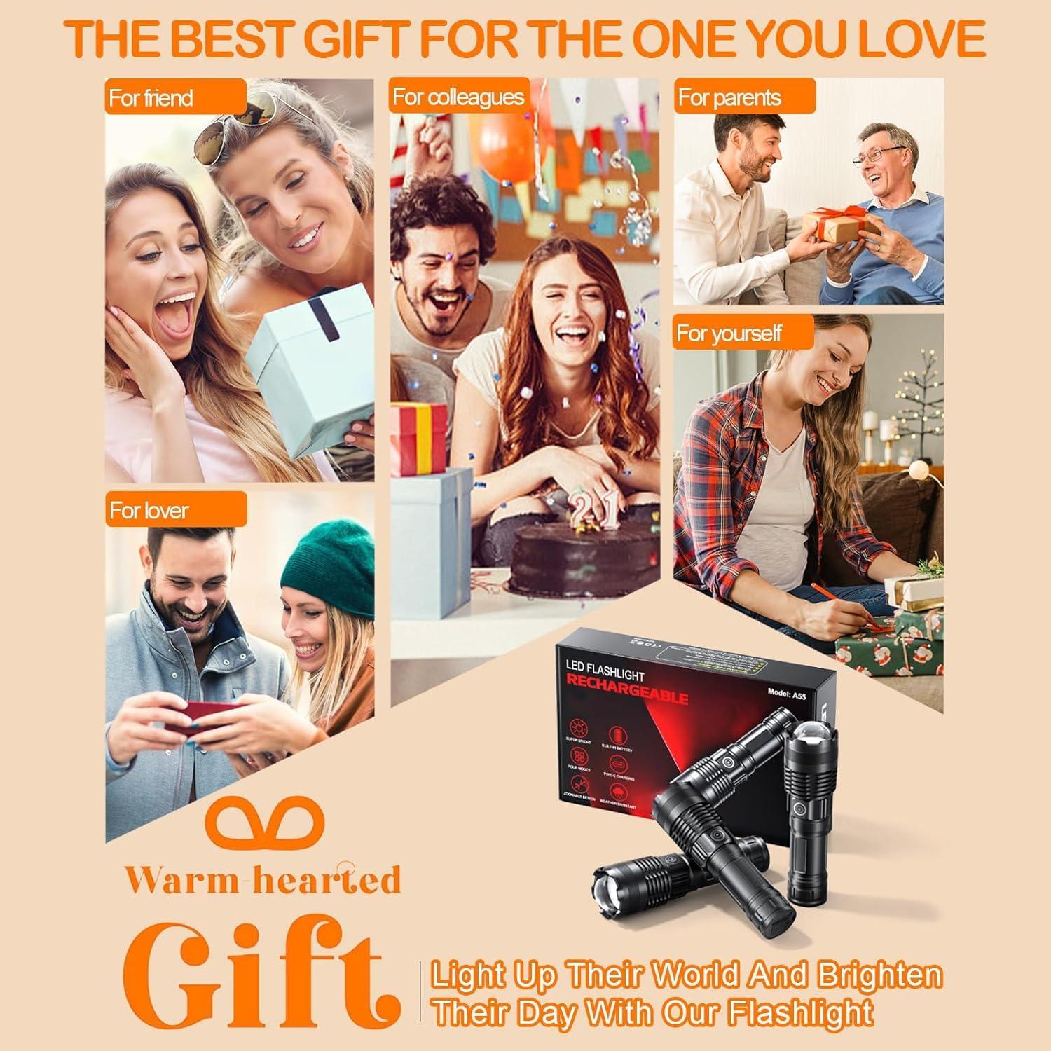 Linterna LED Recargable WISSBLUE XHP 3000 Lúmenes USB