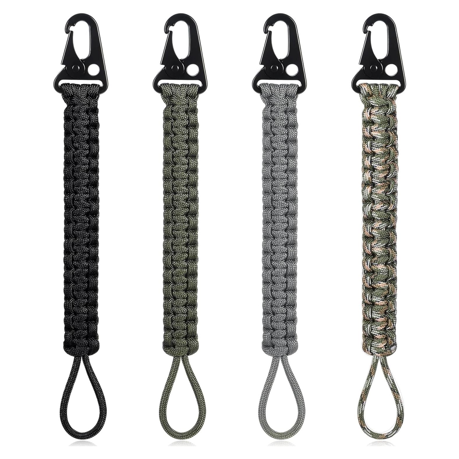 4 Clips de Carabiner Paracord Ptwola 24.5 cm para Llaveros
