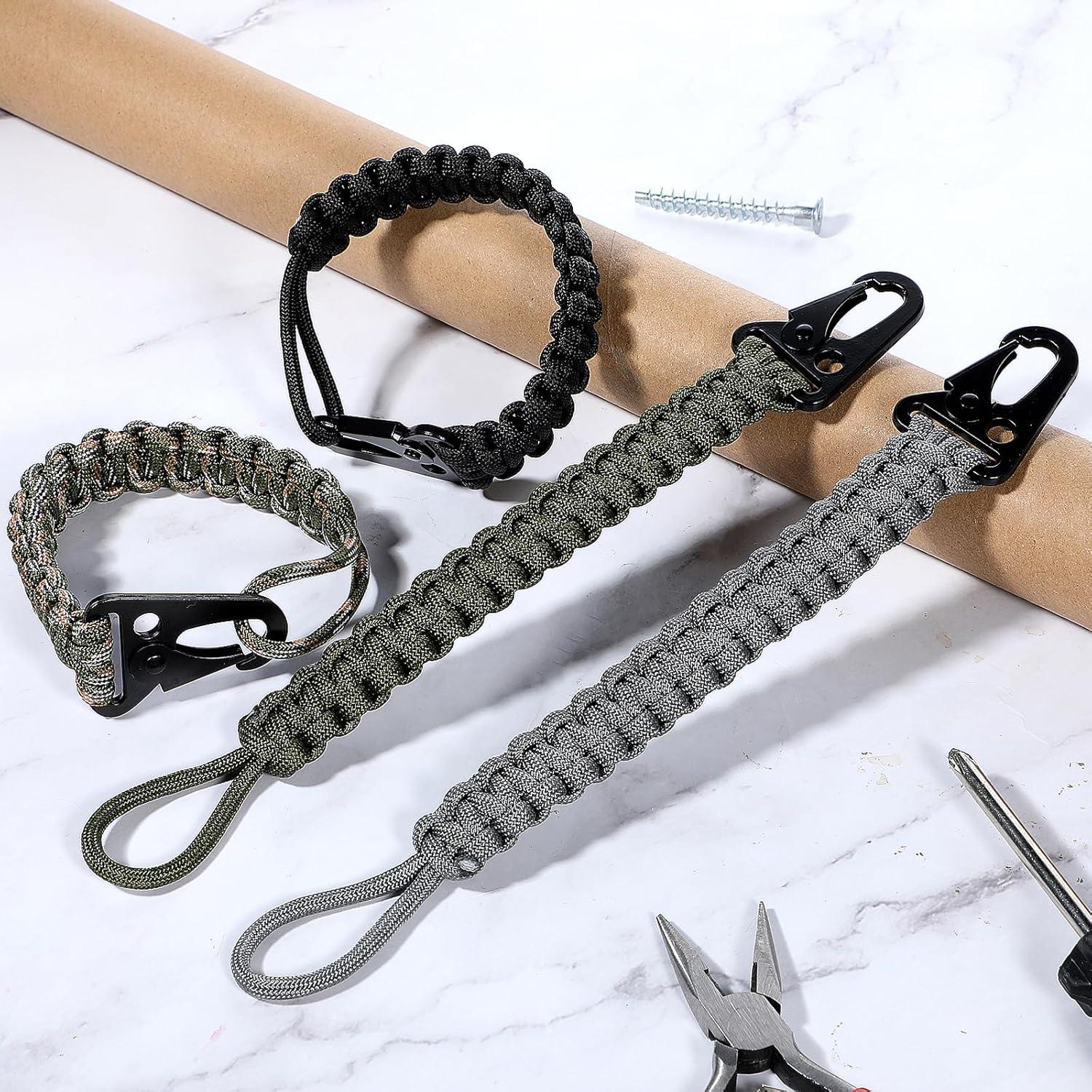 4 Clips de Carabiner Paracord Ptwola 24.5 cm para Llaveros