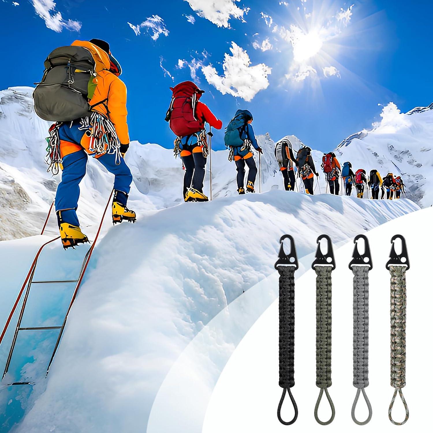 4 Clips de Carabiner Paracord Ptwola 24.5 cm para Llaveros