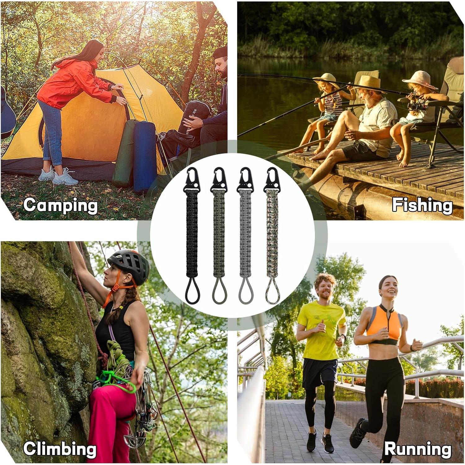 4 Clips de Carabiner Paracord Ptwola 24.5 cm para Llaveros