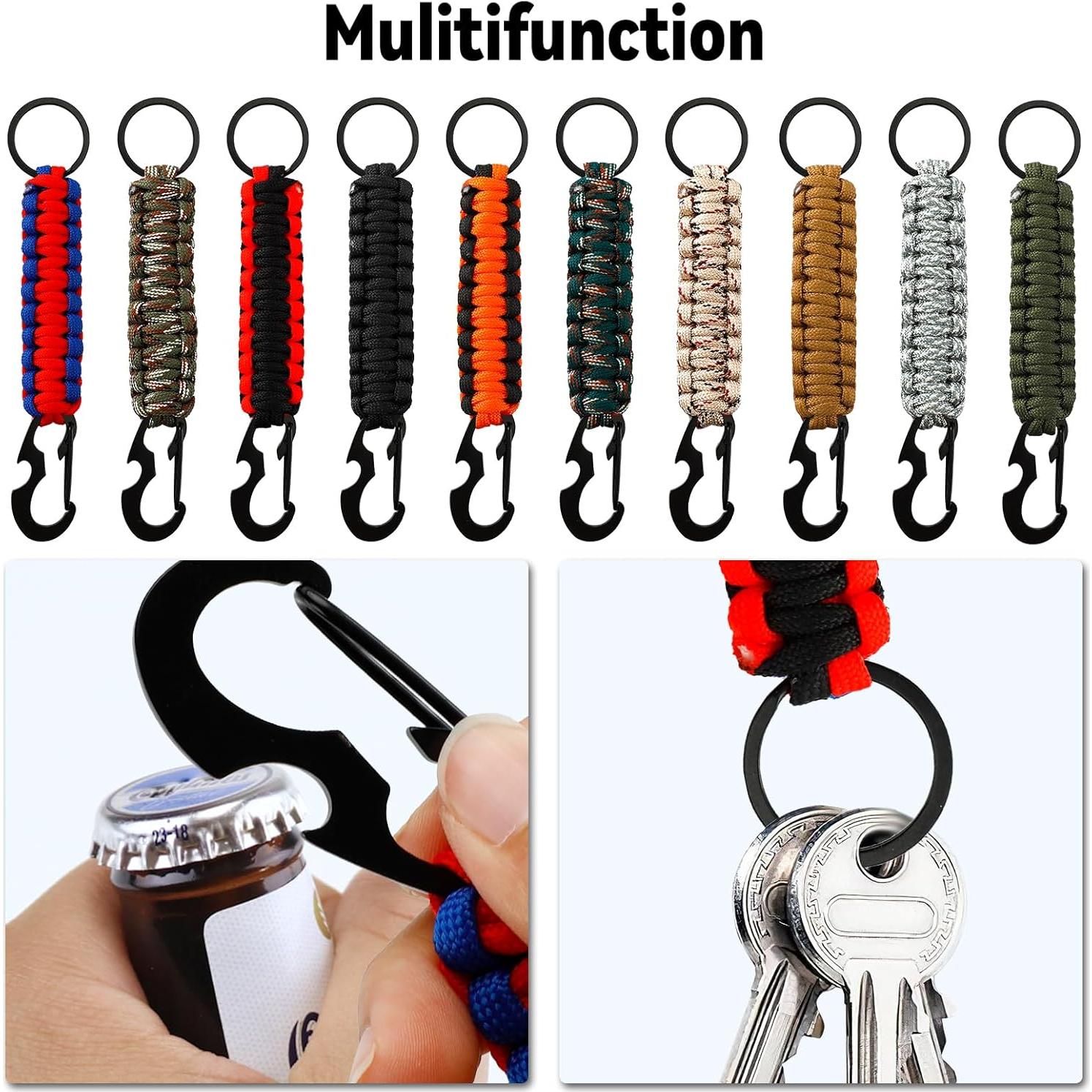 10 Llavero de Paracord con Carabiner y Abrebotellas - Multicolor