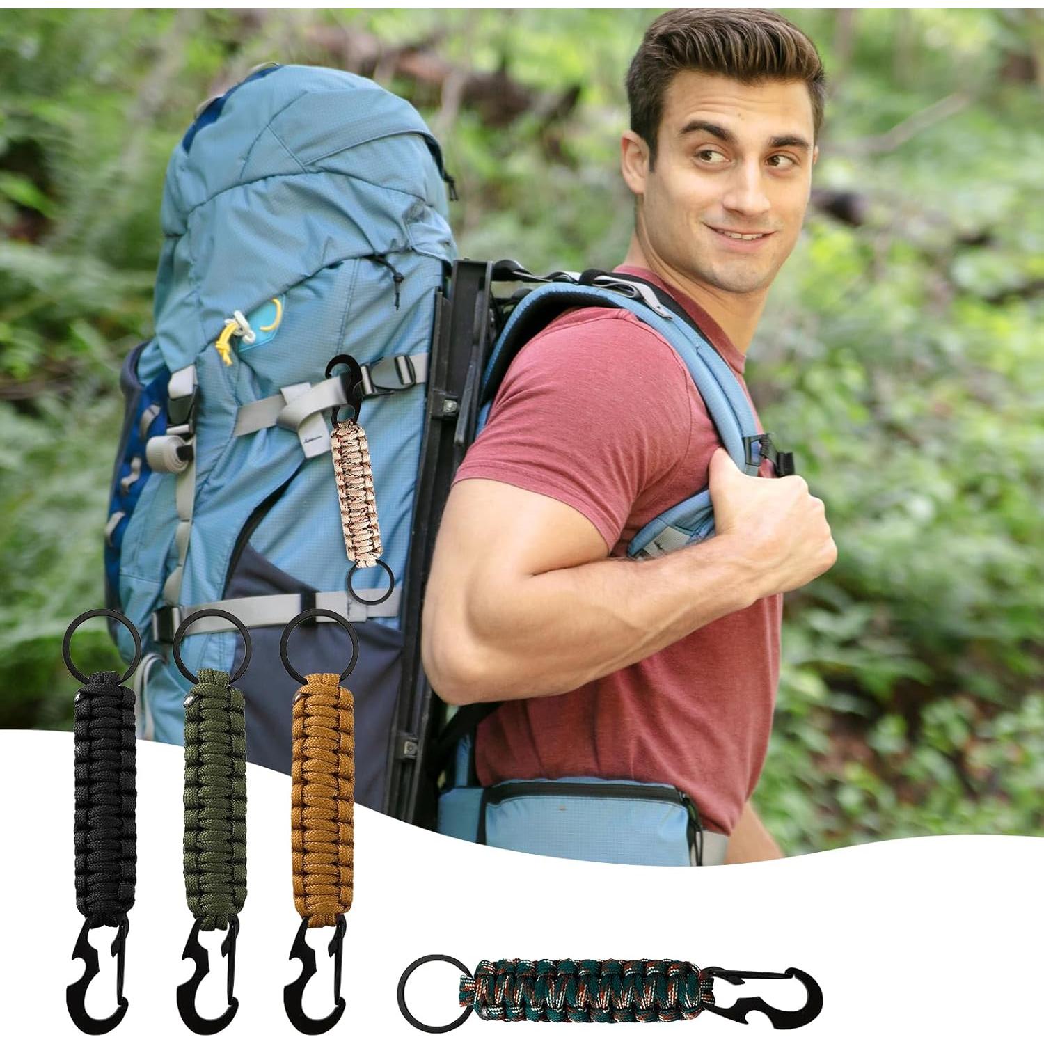 10 Llavero de Paracord con Carabiner y Abrebotellas - Multicolor