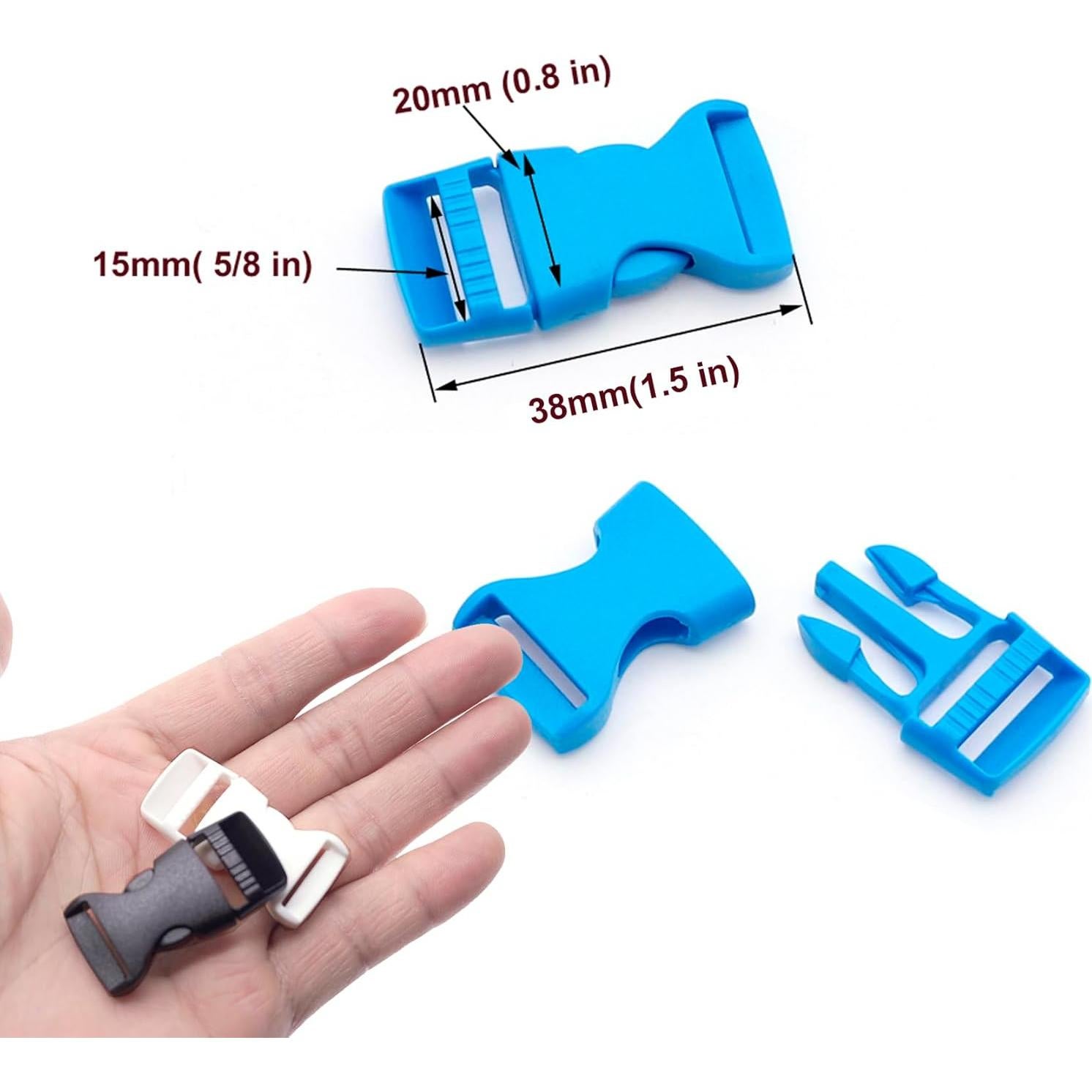 Hebilla de liberación lateral 5/8" POM para paracord - 24 piezas