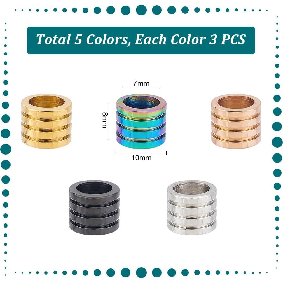 Perlas Espaciadoras de Acero Inoxidable UNICRAFTALE 15pcs 7mm