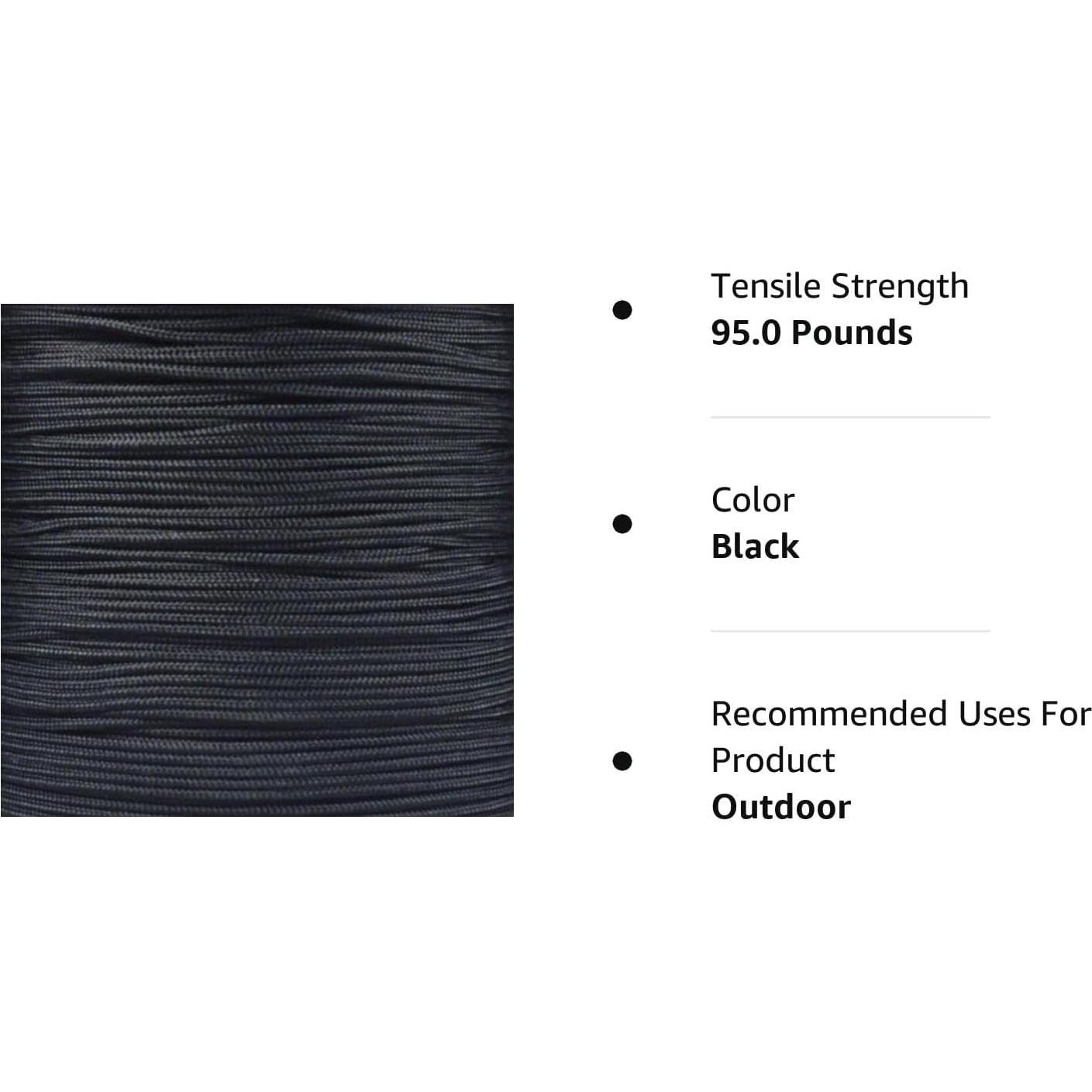 Cordón Paracord 95 Paracord Planet 762 cm Negro 25 Unidades