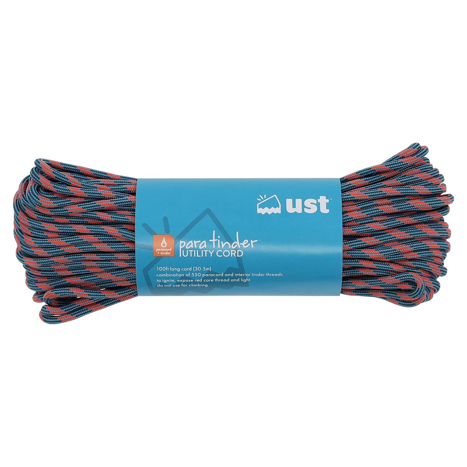 Paracord UST ParaTinder 30.48 m con yesca Naranja/Gris