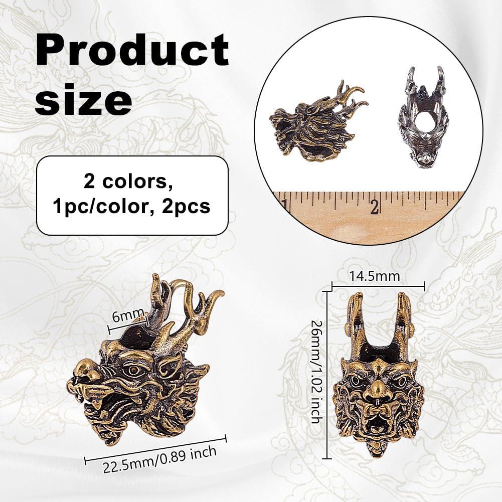 Perlas de Paracord OLYCRAFT 2 Pcs Cabeza de Dragón 26mm