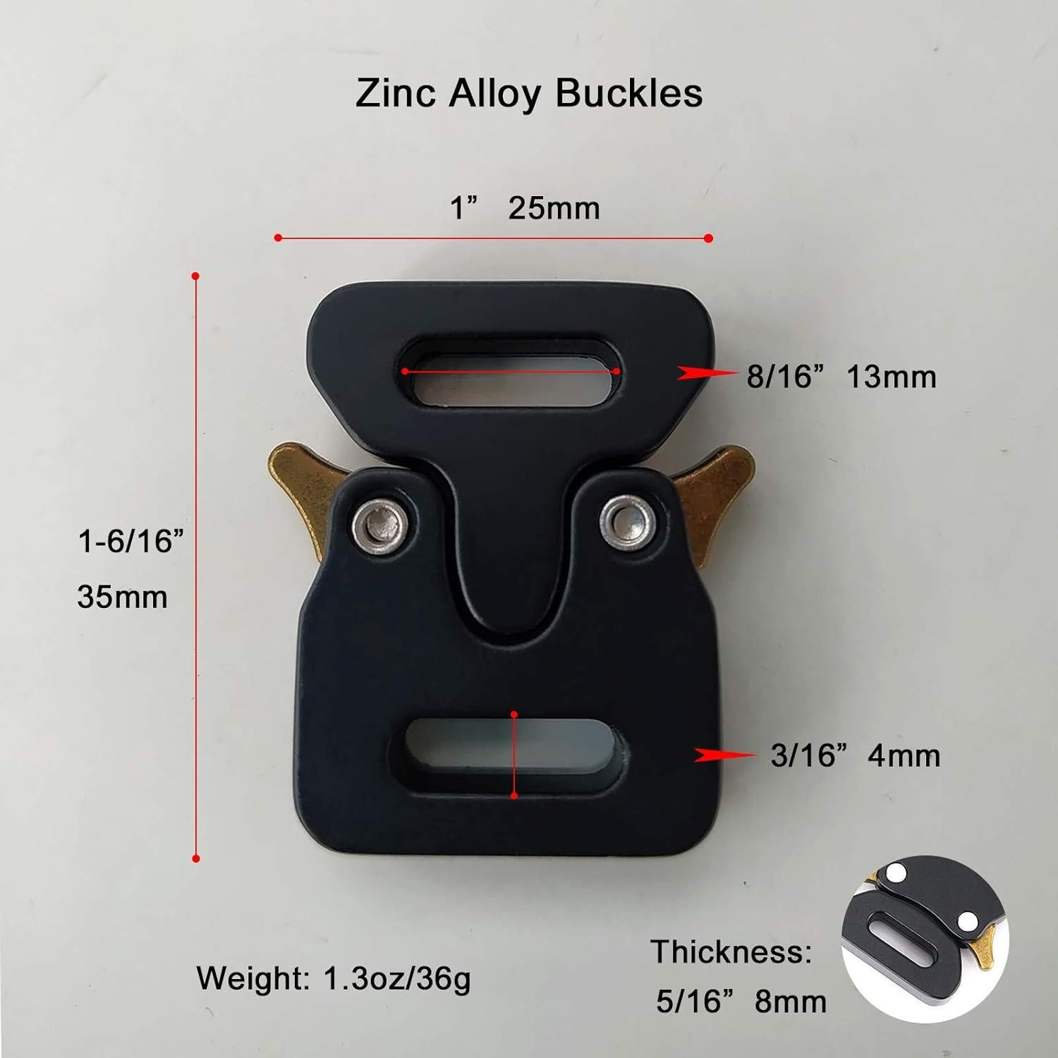 Paquete de 2 hebillas de metal Su Life para paracord 35mm