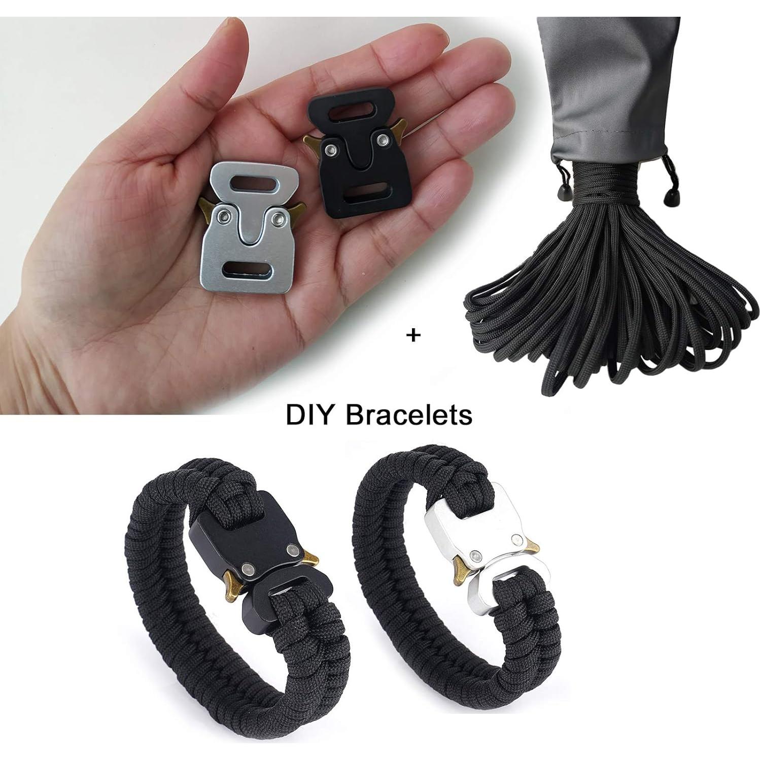 Paquete de 2 hebillas de metal Su Life para paracord 35mm