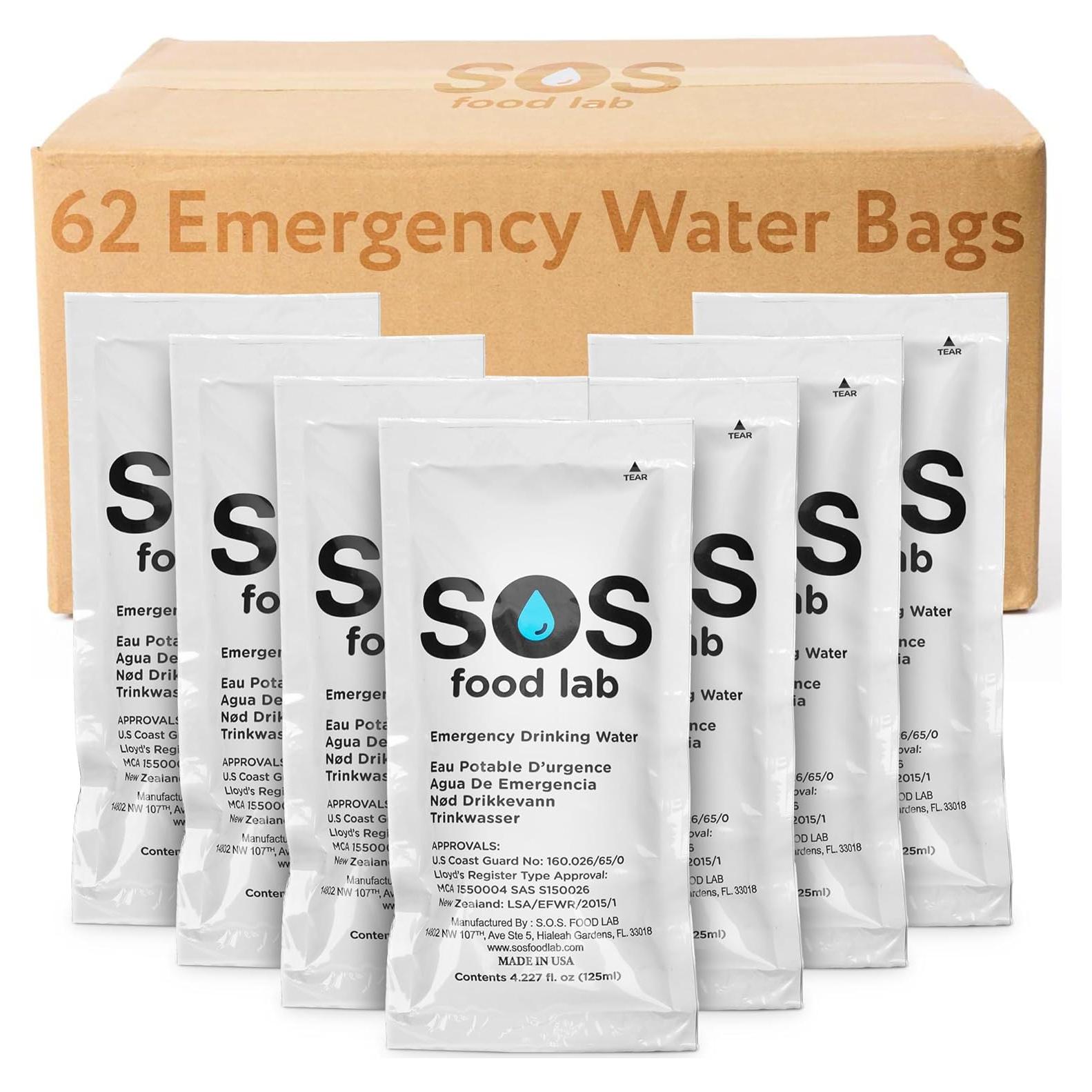 Agua Potable de Emergencia S.O.S - 62 Sachets de 125 ml