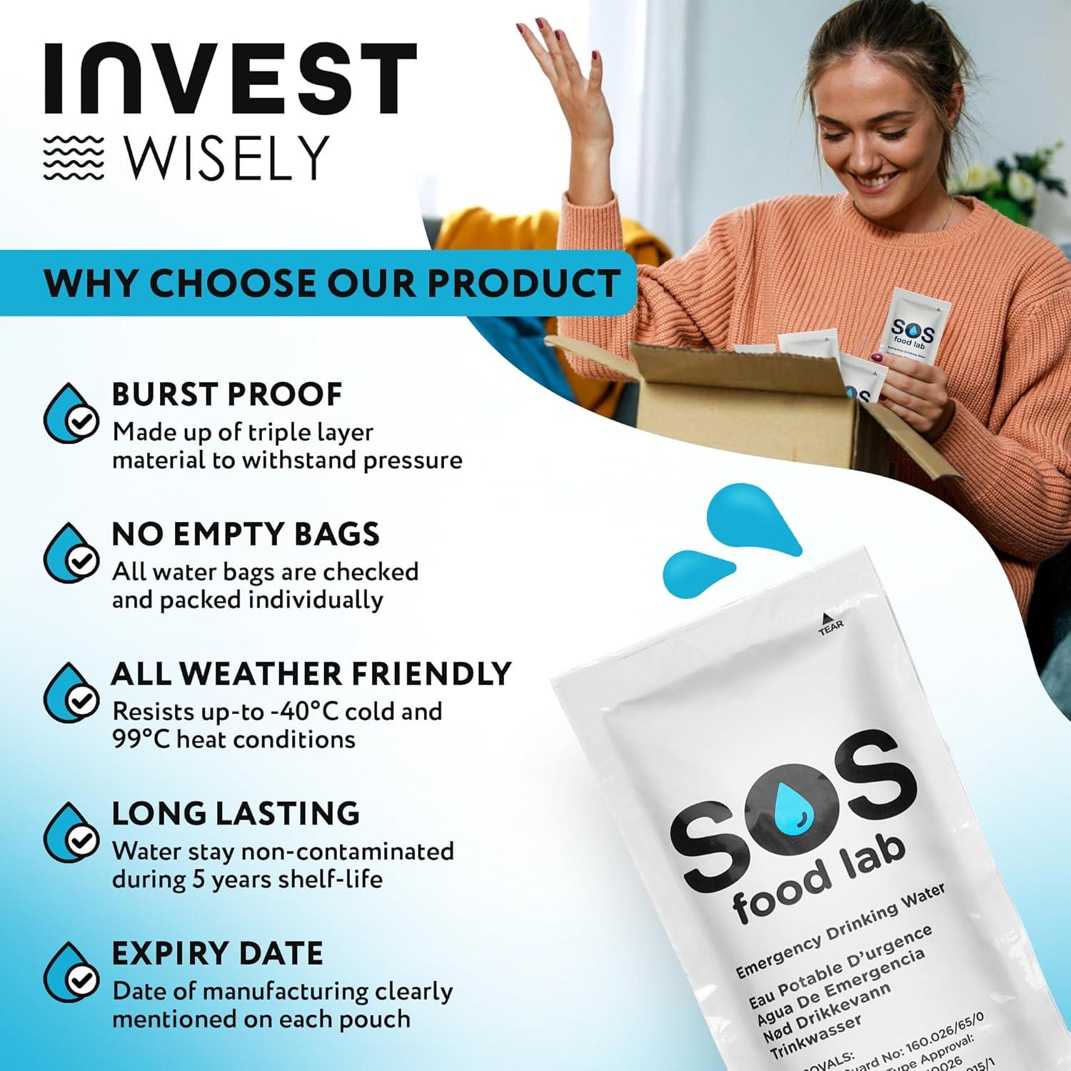 Agua Potable de Emergencia S.O.S - 62 Sachets de 125 ml