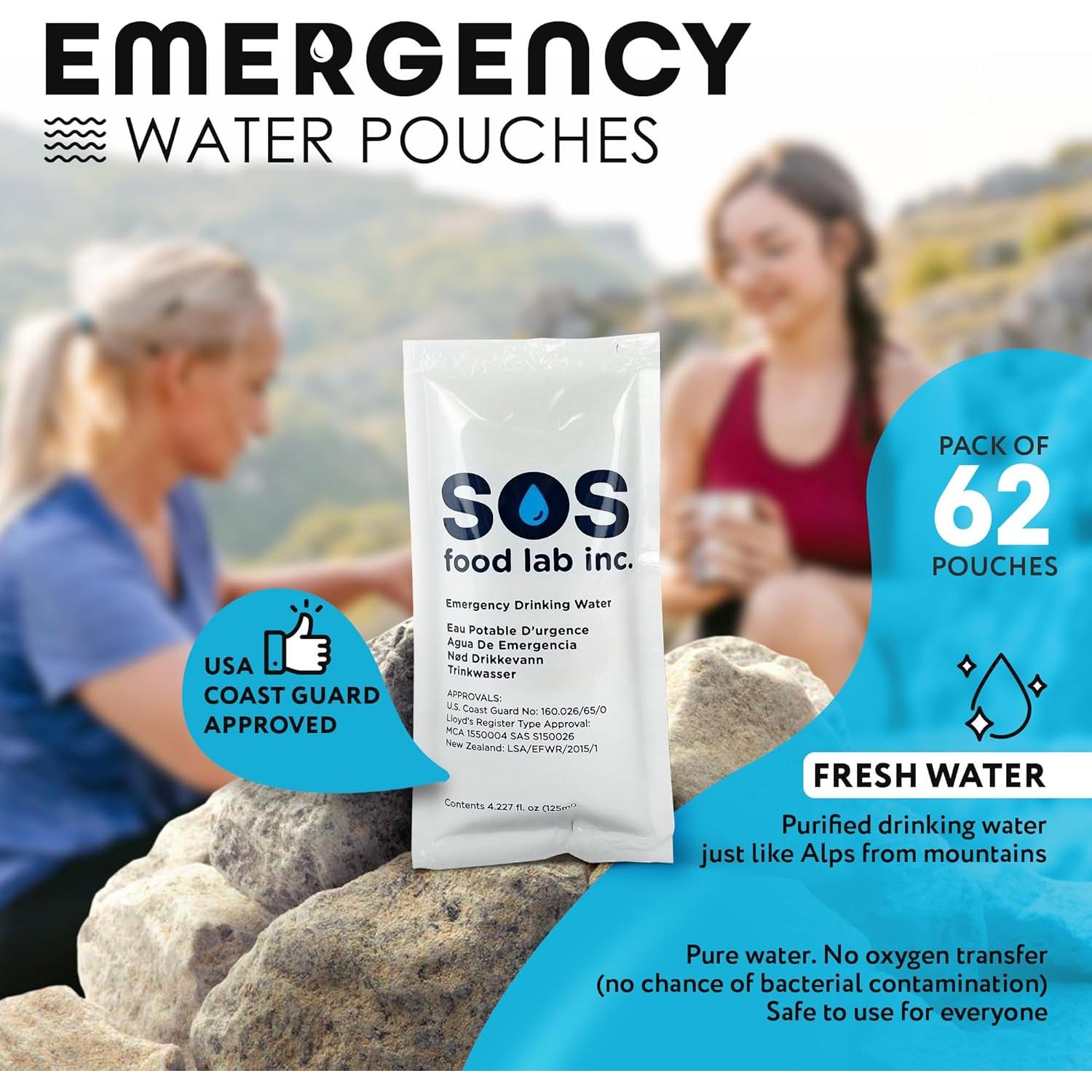 Agua Potable de Emergencia S.O.S - 62 Sachets de 125 ml