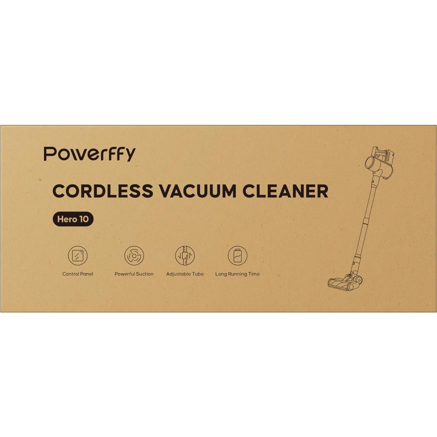 Aspiradora Inalámbrica Powerffy Hero 10, 600W, 60 Min, HEPA
