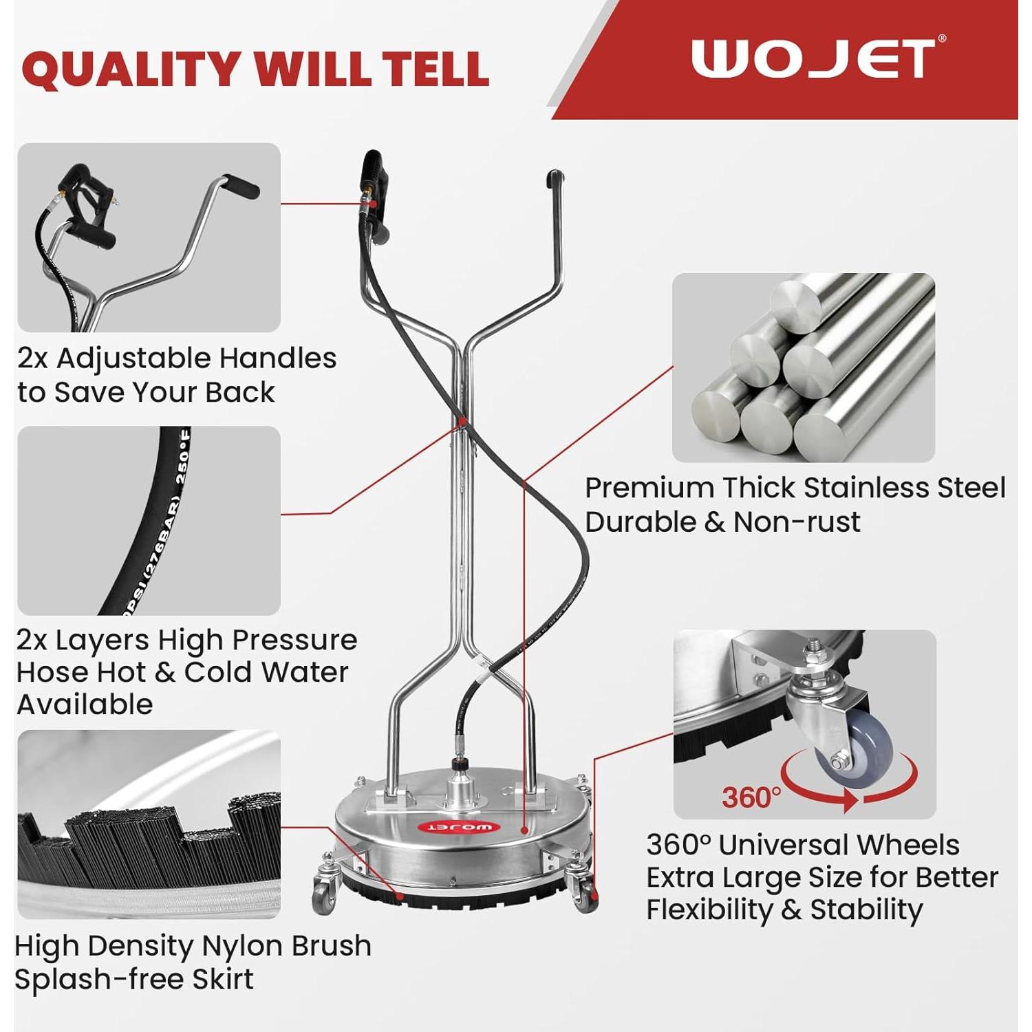 Limpiador de Superficies WOJET 20" Acero Inoxidable 4500 PSI