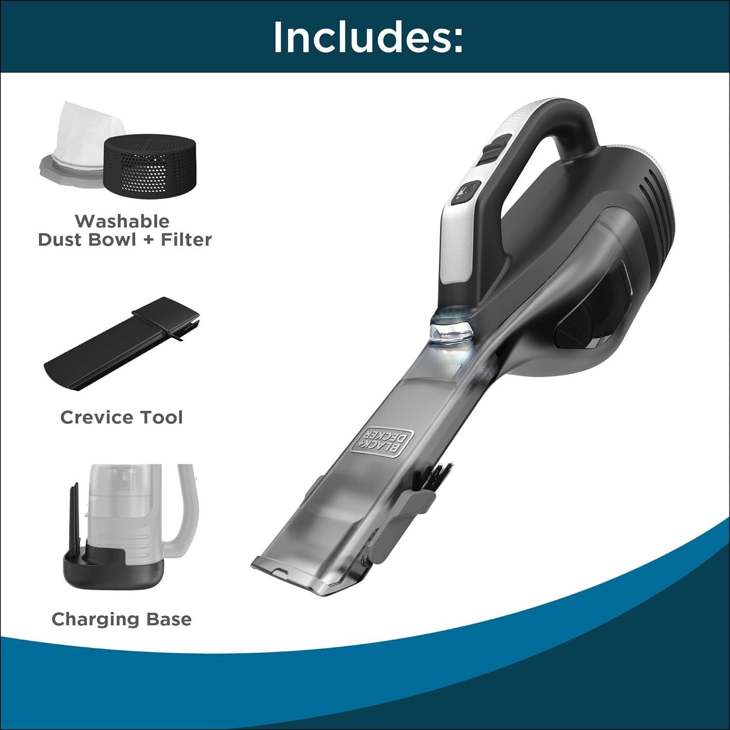 Aspiradora de Mano Inalámbrica BLACK+DECKER HLVD320B42 con Luz LED