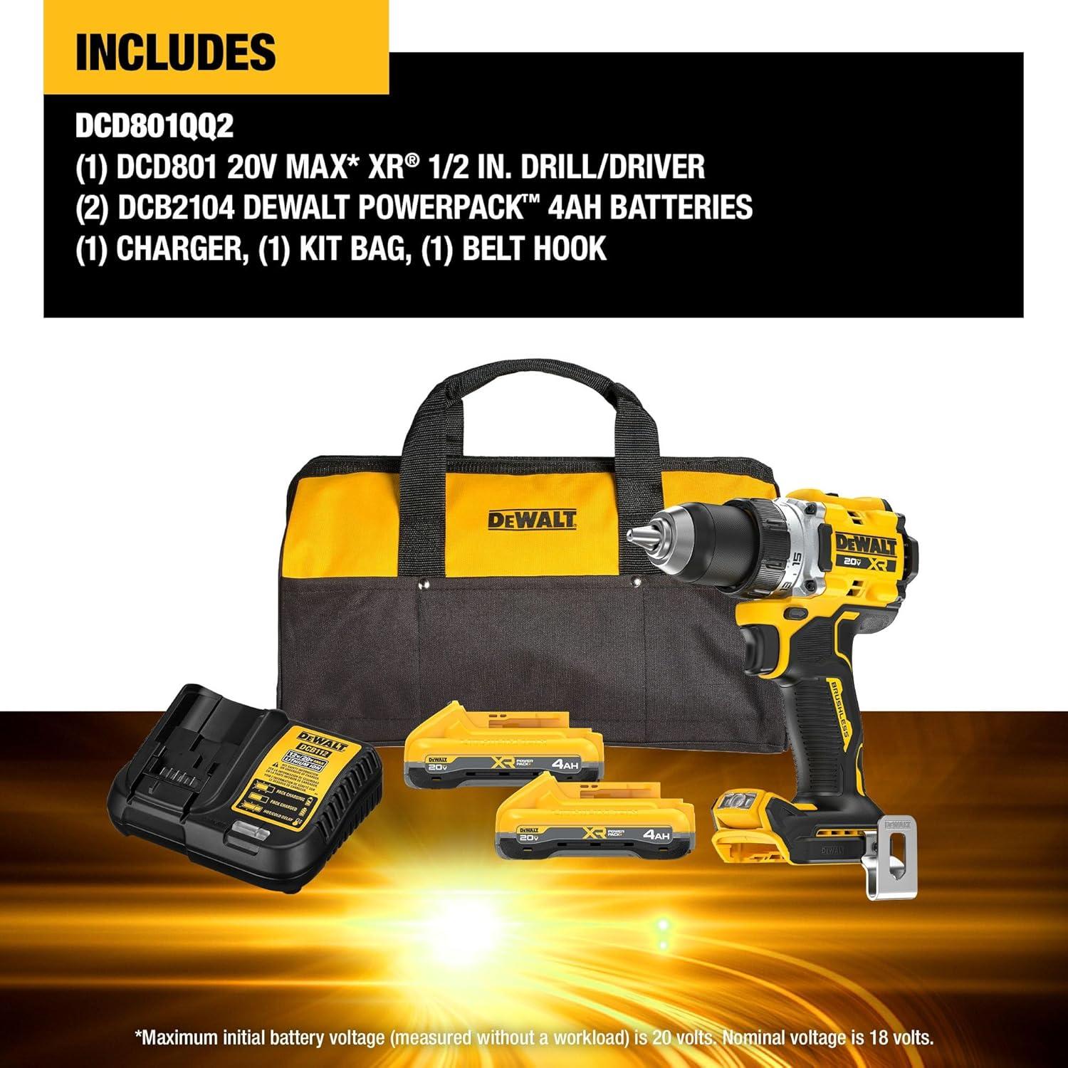 Taladro Atornillador Inalámbrico DEWALT 20V MAX XR 1/2"