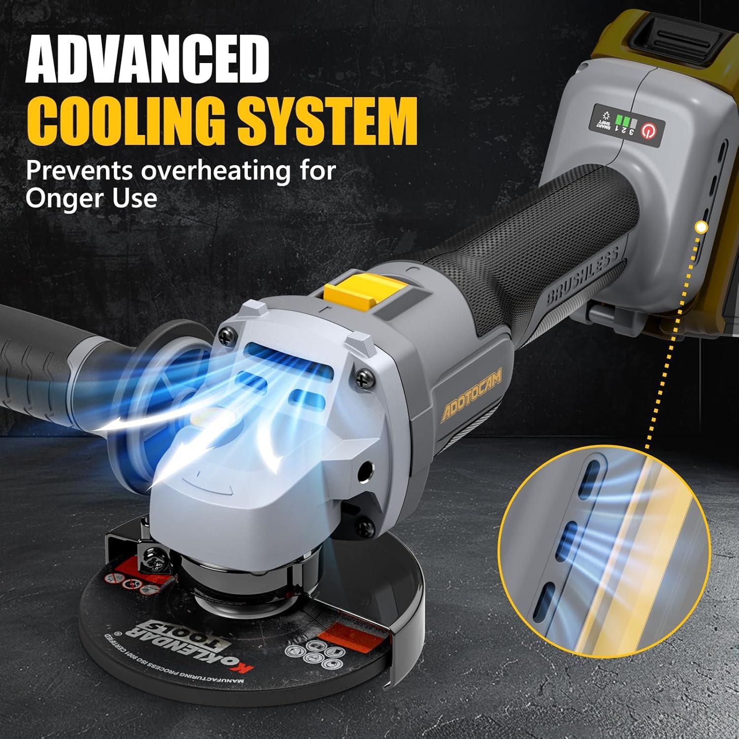 Amoladora Angular 20V Sin Cable ADOTOCAM 4.5" Motor Sin Escobillas