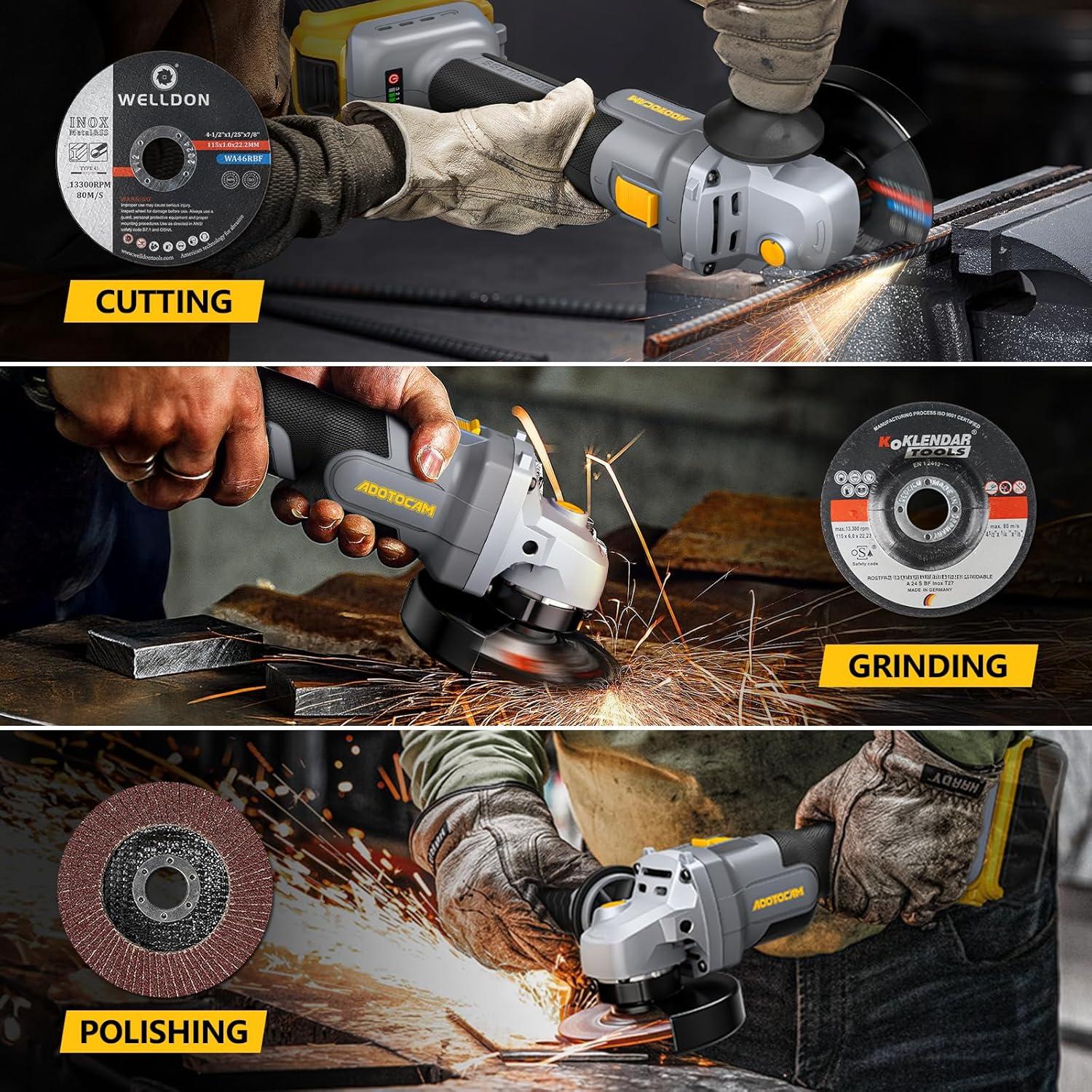 Amoladora Angular 20V Sin Cable ADOTOCAM 4.5" Motor Sin Escobillas