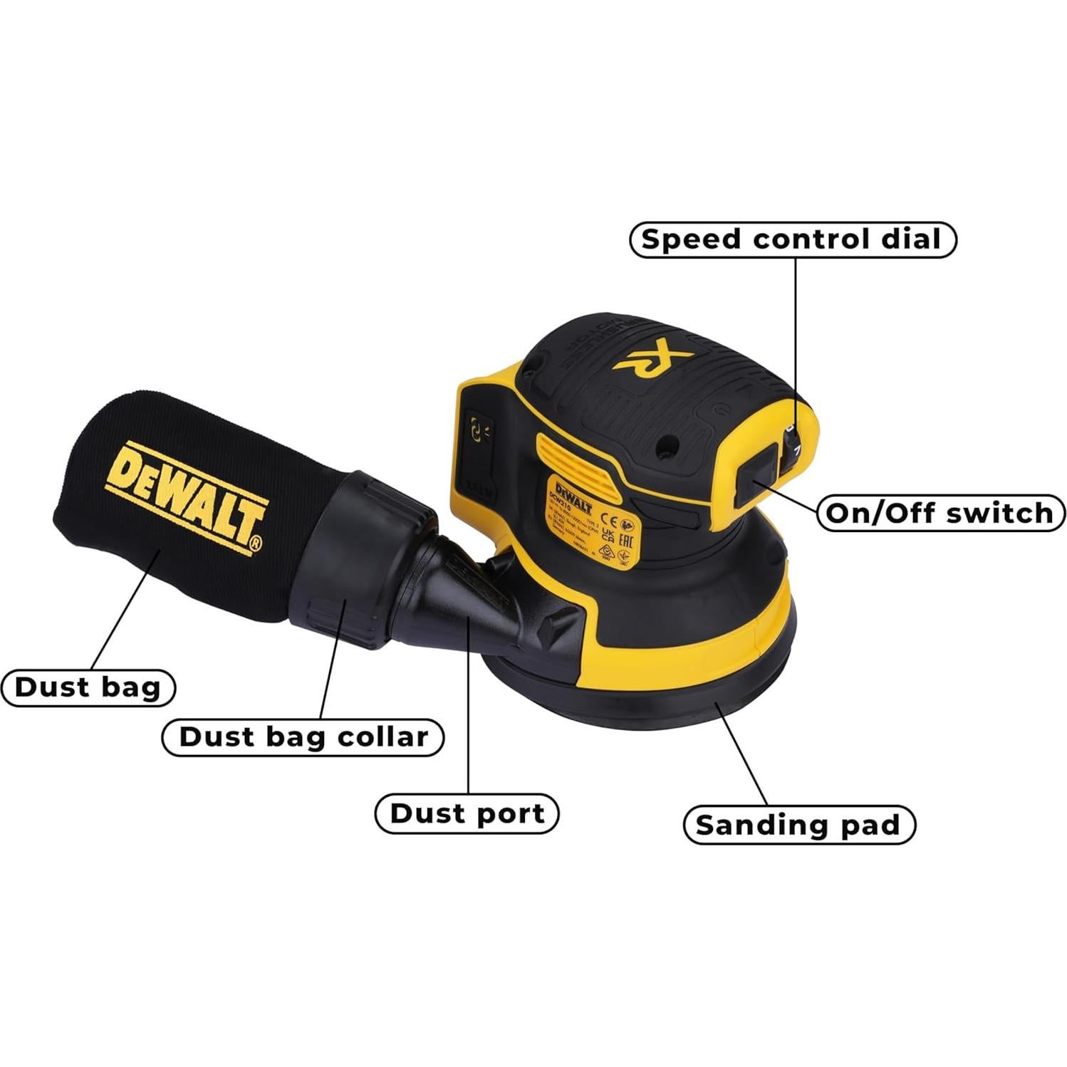 Lijadora Inalámbrica DEWALT DCW210N 18V Orbital 125mm
