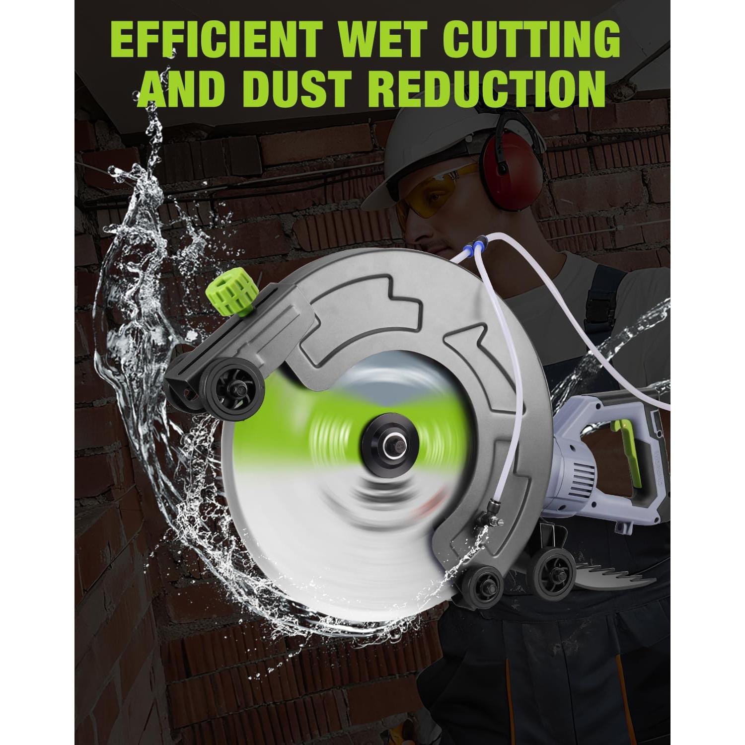 WORKPRO 16 Inch Wet Concrete Saw with Water Cutting Attachment, 1600W 3100RPM Electric Concrete Saw, Max Cutting Depth 6.69", Ideal for House, Foundation, Courtyard Renovation