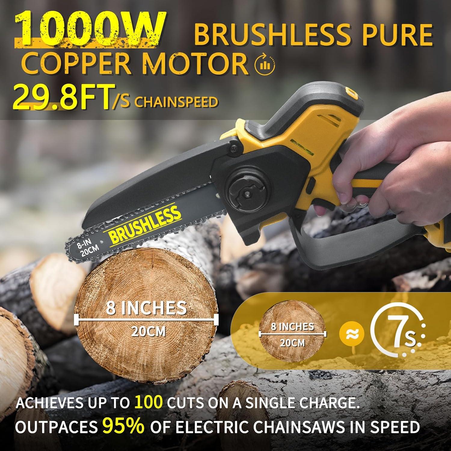 Mini Motosierra Inalámbrica HCDHCD 20V 1000W 8" y 6"