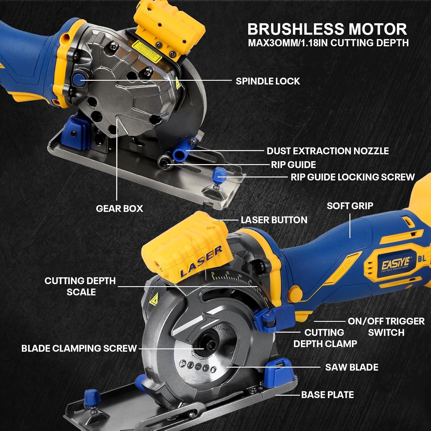 Mini Sierra Circular Inalámbrica Eastyle 20V Max 89mm 3200 RPM