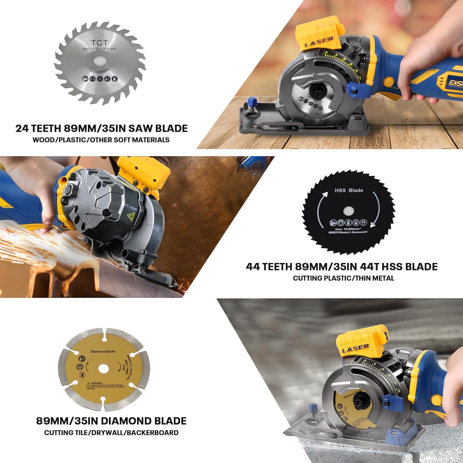 Mini Sierra Circular Inalámbrica Eastyle 20V Max 89mm 3200 RPM