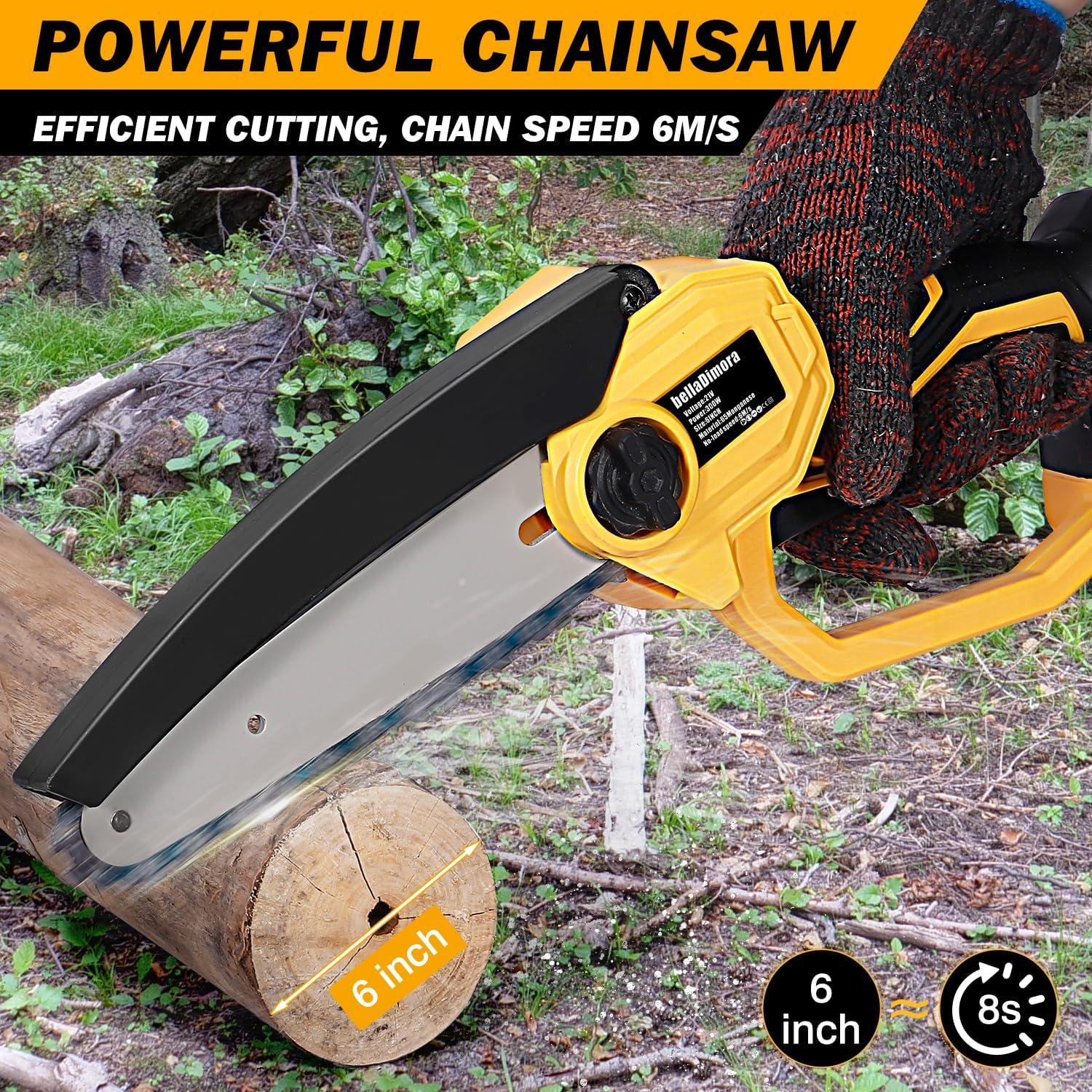 Mini Motosierra Inalámbrica 6" BellaDimora 20V MAX con Accesorios