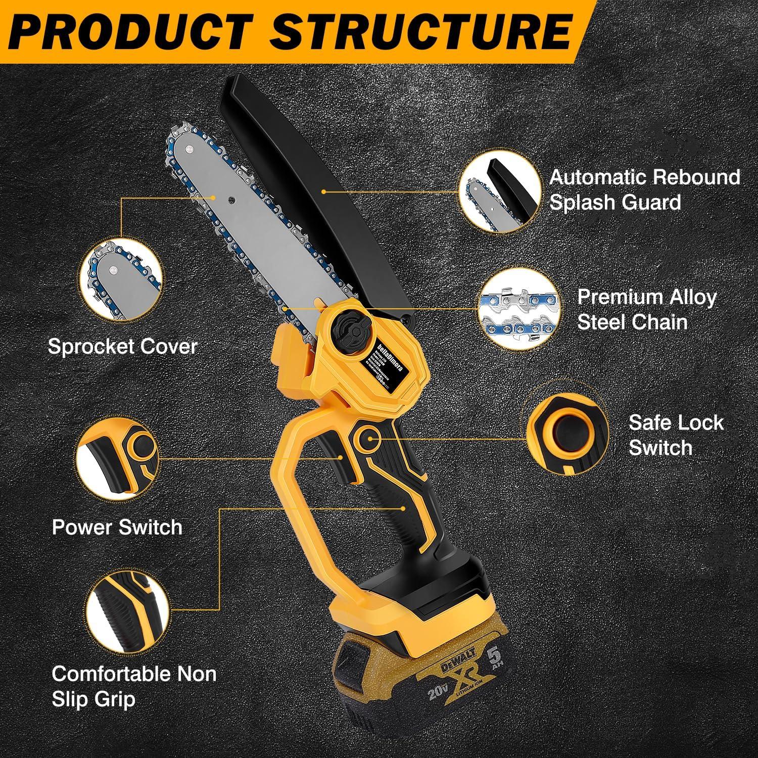Mini Motosierra Inalámbrica 6" BellaDimora 20V MAX con Accesorios