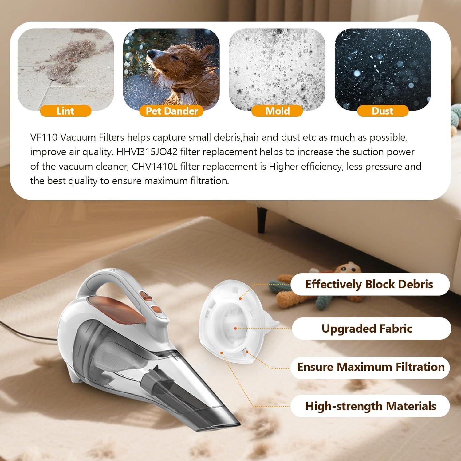 Paquete de 6 Filtros de Aspiradora Blutoget VF110 para Black & Decker