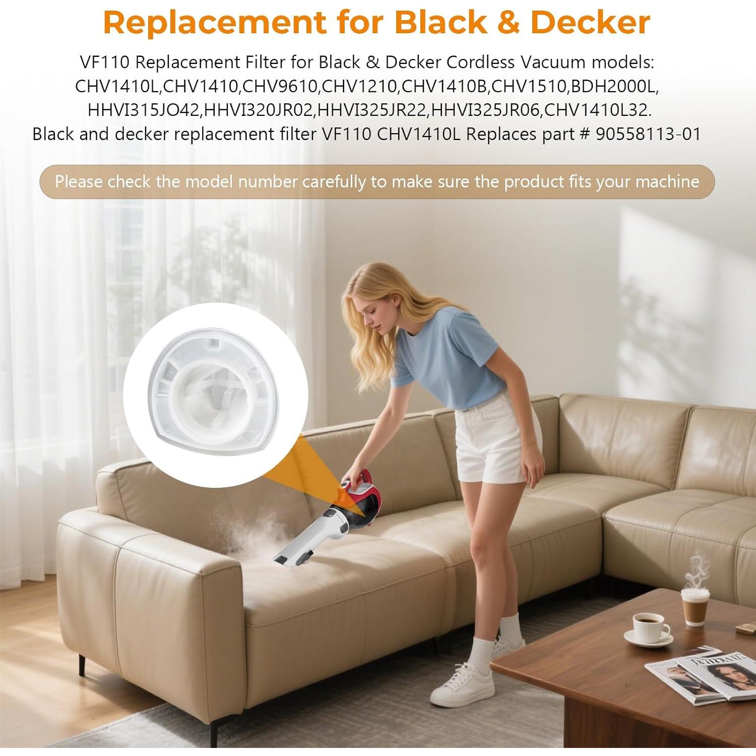 Paquete de 6 Filtros de Aspiradora Blutoget VF110 para Black & Decker