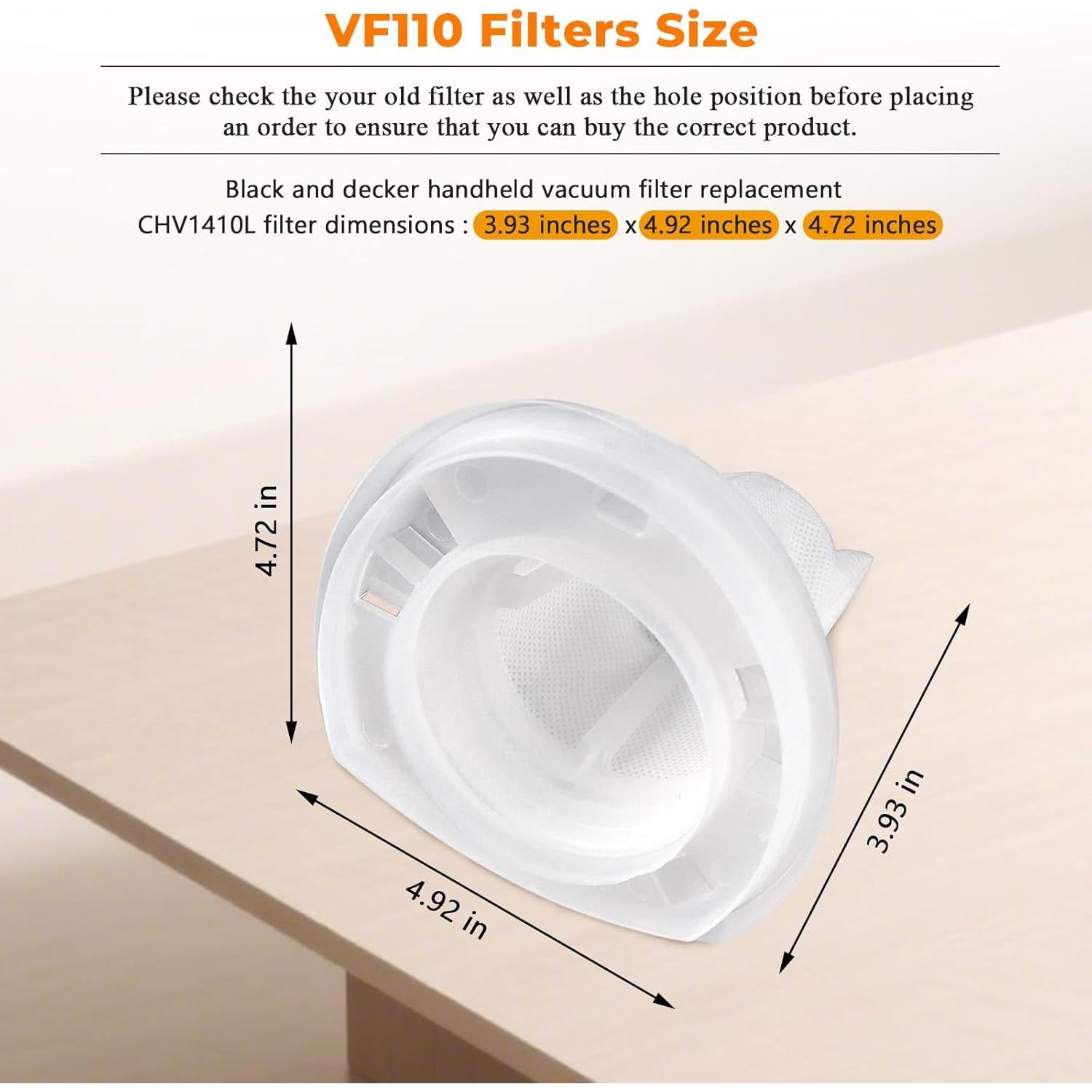 Paquete de 6 Filtros de Aspiradora Blutoget VF110 para Black & Decker