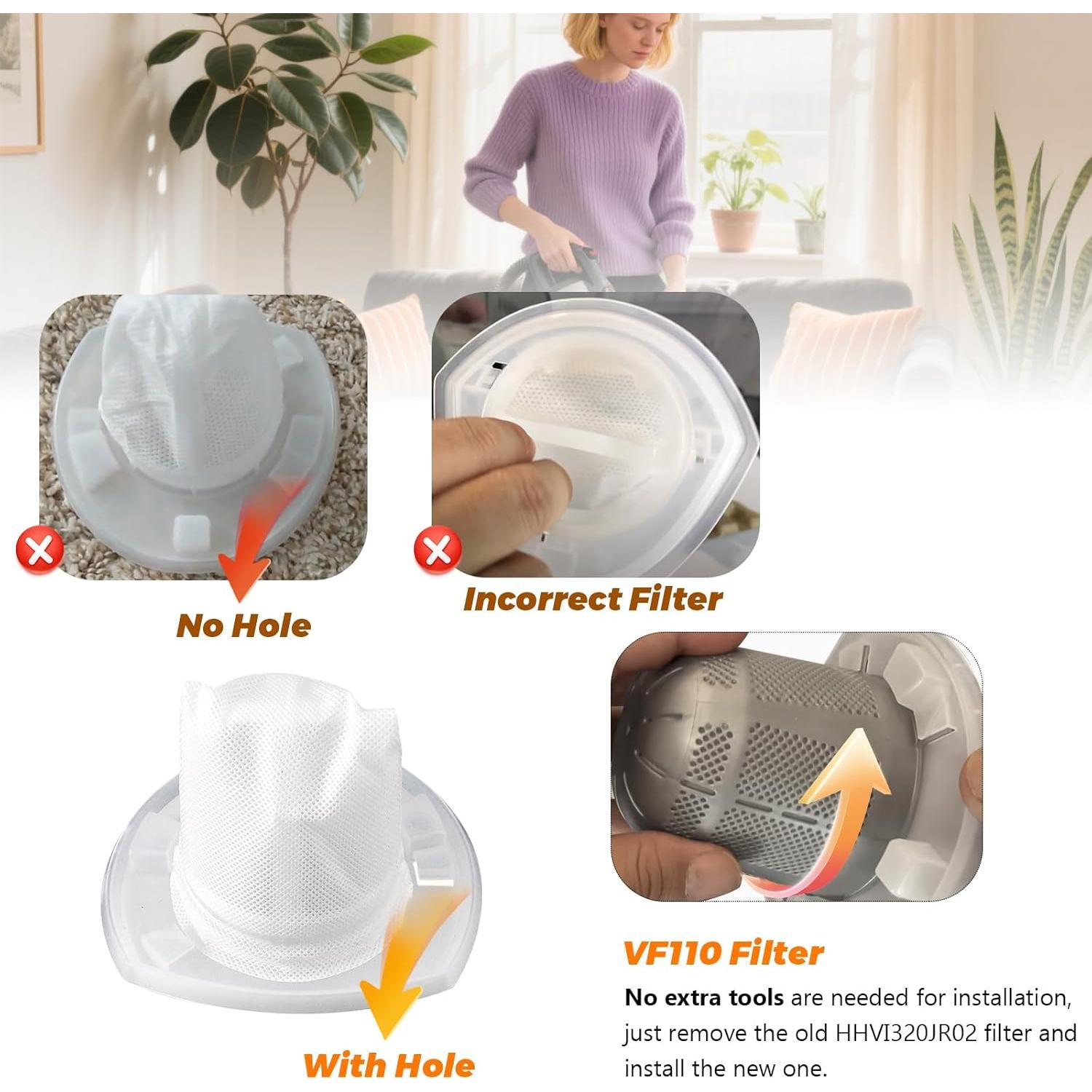 Paquete de 6 Filtros de Aspiradora Blutoget VF110 para Black & Decker