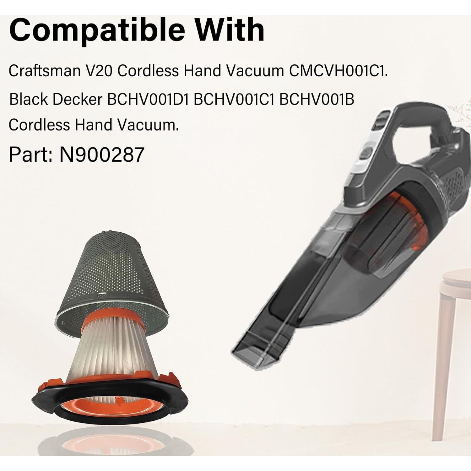 Filtro HEPA JZSTARINGE CMCVH001C1 para Aspiradora Craftsman V20 y Black Decker