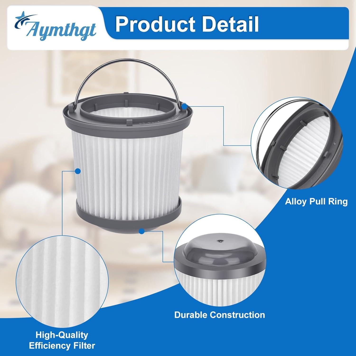 Paquete de 4 Filtros de Reemplazo PVF110 Aymthgt para Aspiradoras Black y Decker