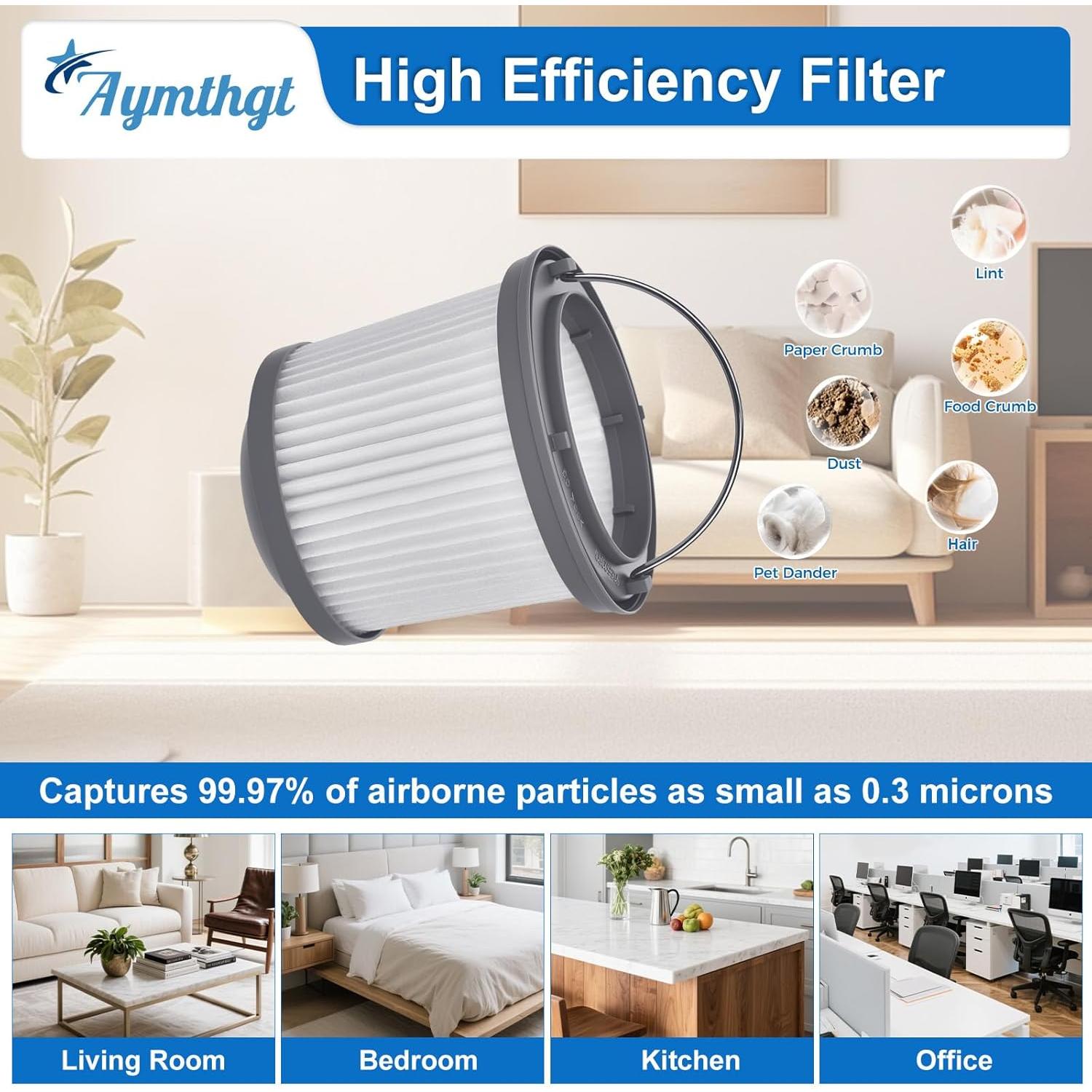 Paquete de 4 Filtros de Reemplazo PVF110 Aymthgt para Aspiradoras Black y Decker