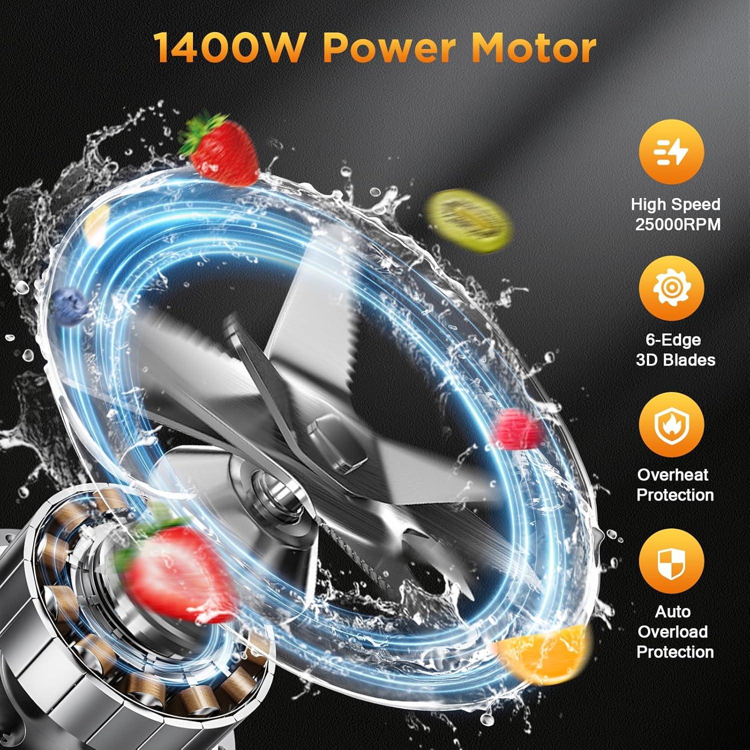 Batidora de Smoothie H-Duka 1400W 64oz Acero Inoxidable