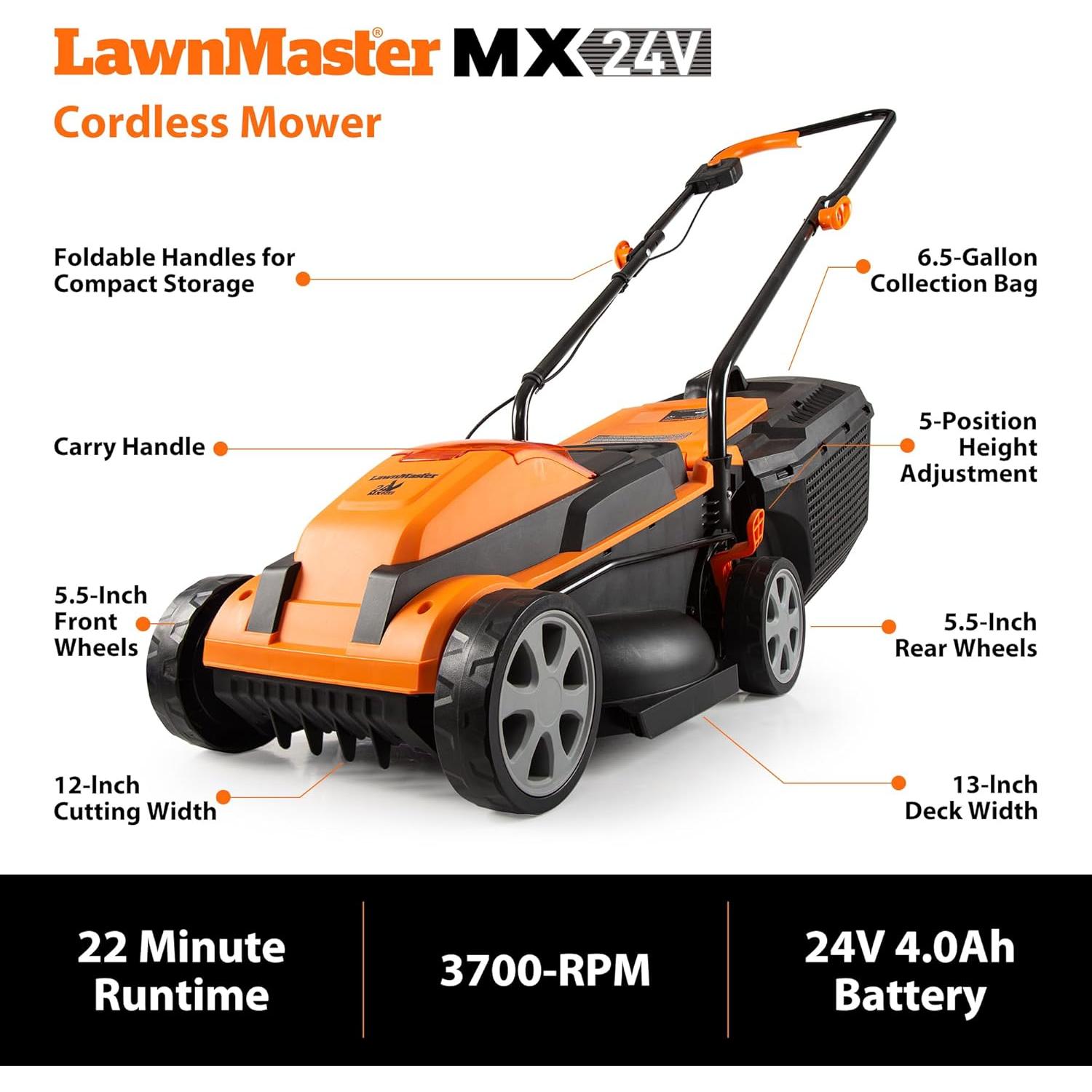 Cortadora y Recortadora LawnMaster 24V 33 cm con 2 Baterías