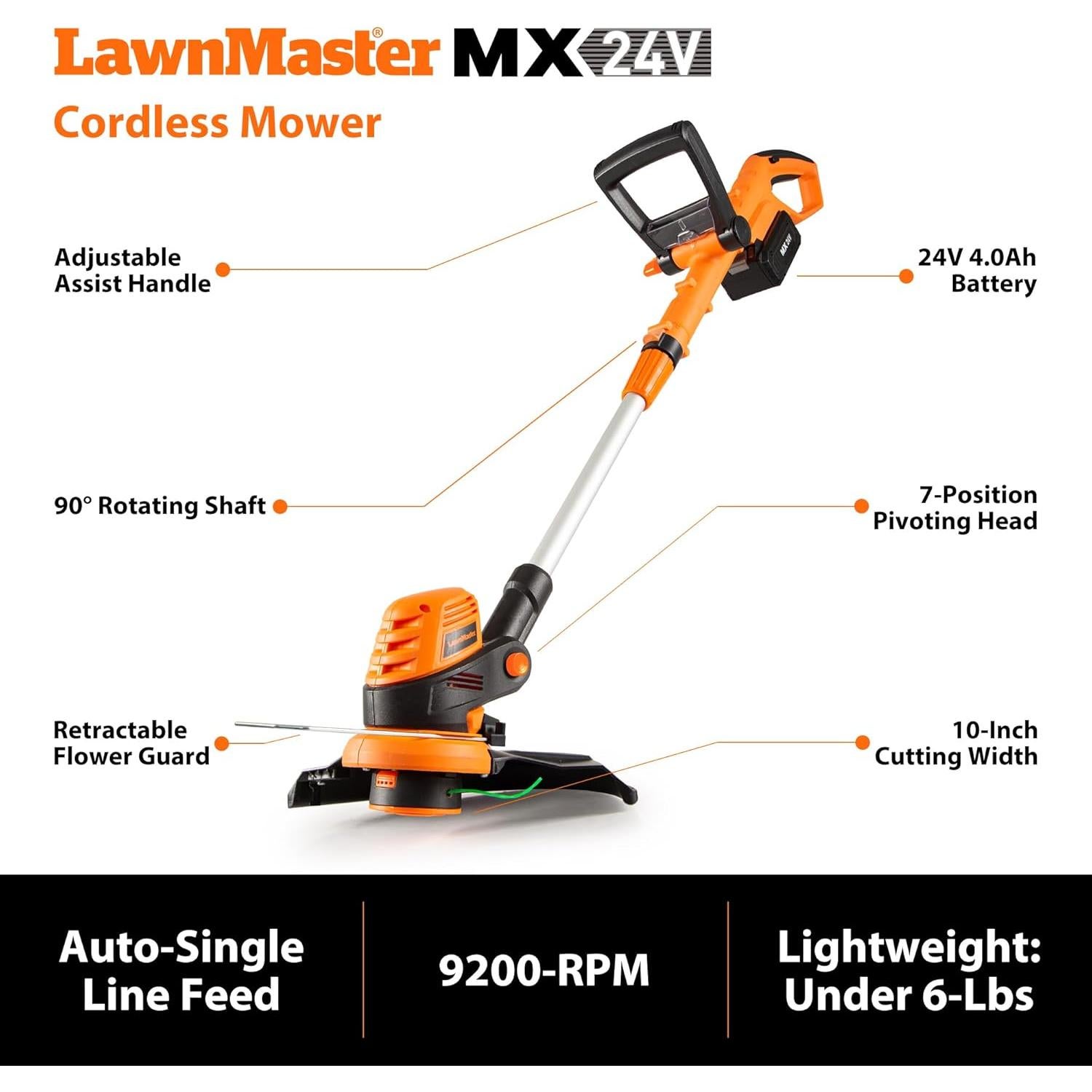 Cortadora y Recortadora LawnMaster 24V 33 cm con 2 Baterías