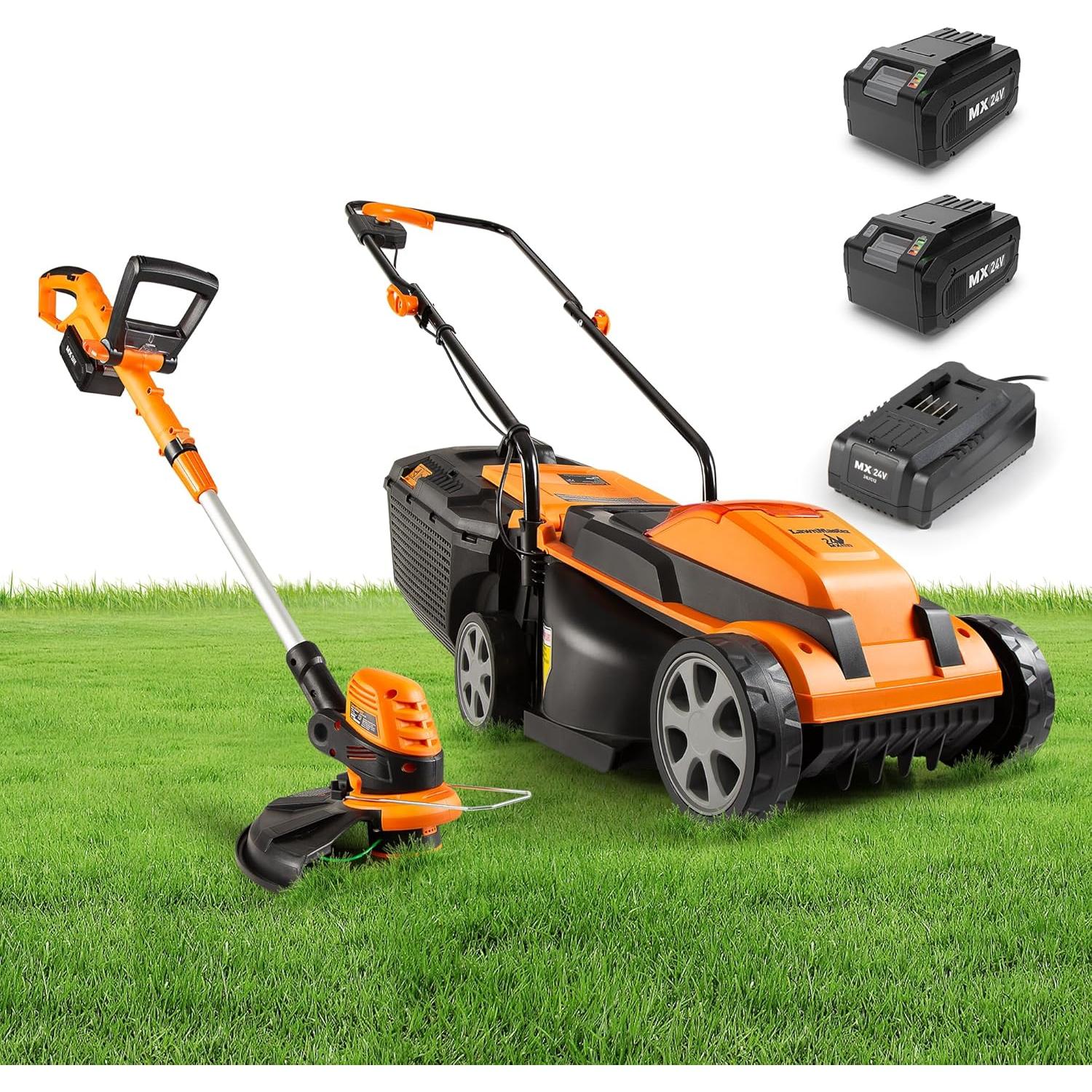 Cortadora y Recortadora LawnMaster 24V 33 cm con 2 Baterías