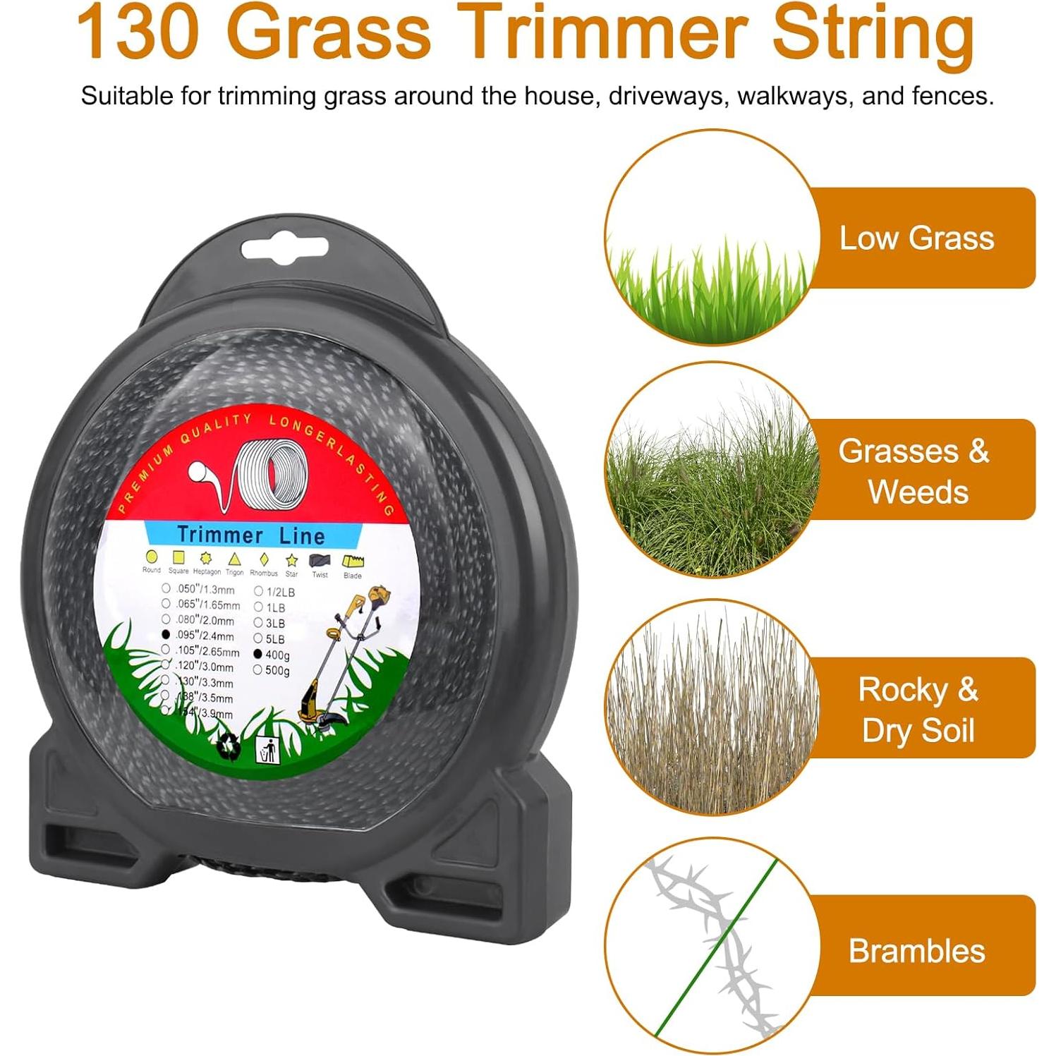 Cuerda de Desmalezadora RO6G 130 - 57 m Alta Resistencia Negra