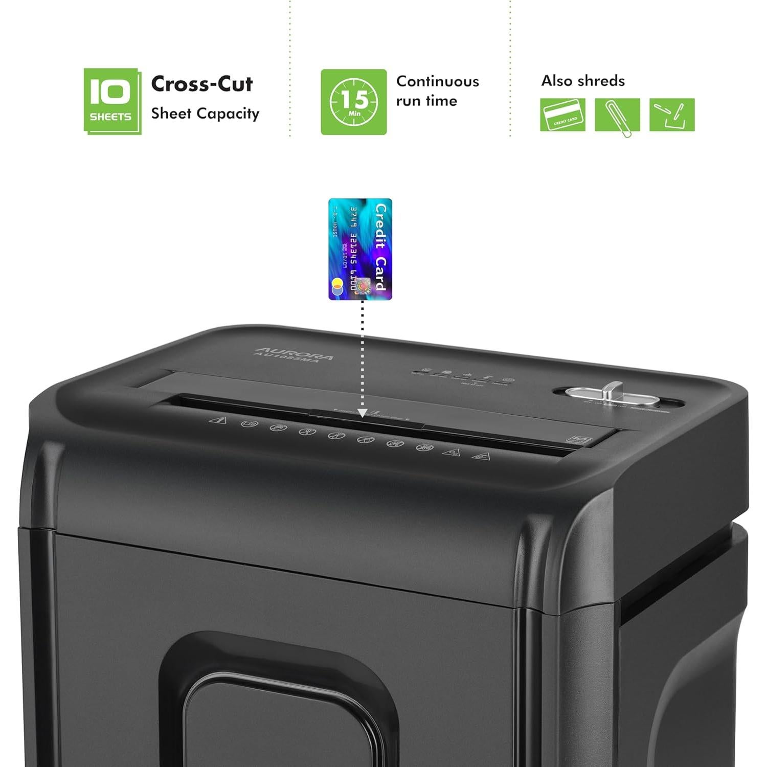 Aurora AU1035XA Trituradora de Papel y Tarjetas Corte Cruzado 10 Hojas